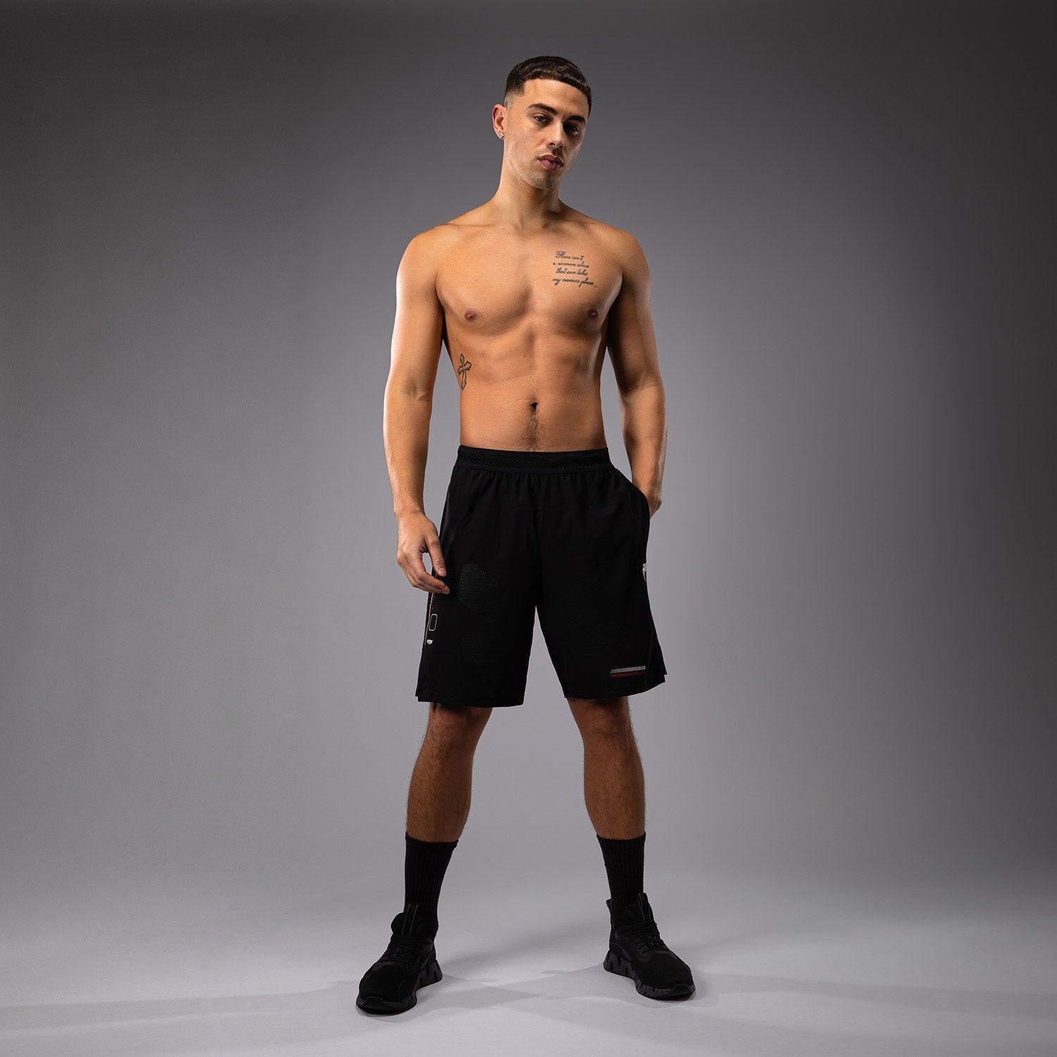 Venum Tactical XT Training Shorts for MMA & Combat Sports - Black/Fire Red - Lightweight & Durable Fight Shorts for Gym, BJJ & Muay Thai Training