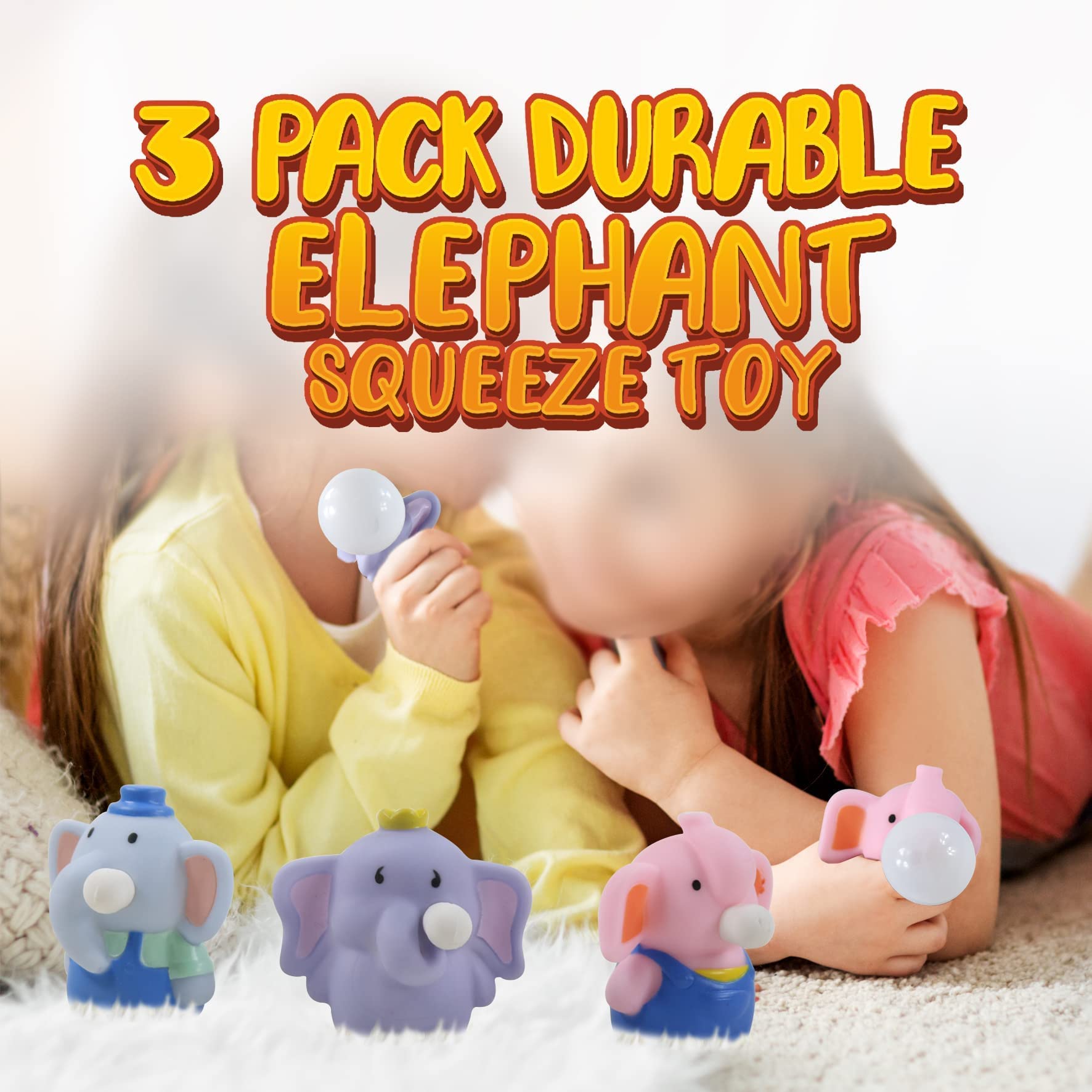 **3 Pack Cute Elephant Squeeze Fidget Toys - Stress Relief for Kids & Adults, Sensory Toys for Autism & ADHD, Non-Toxic Squishies for Anxiety Relief - Perfect for Home, Office, and Classroom Use**