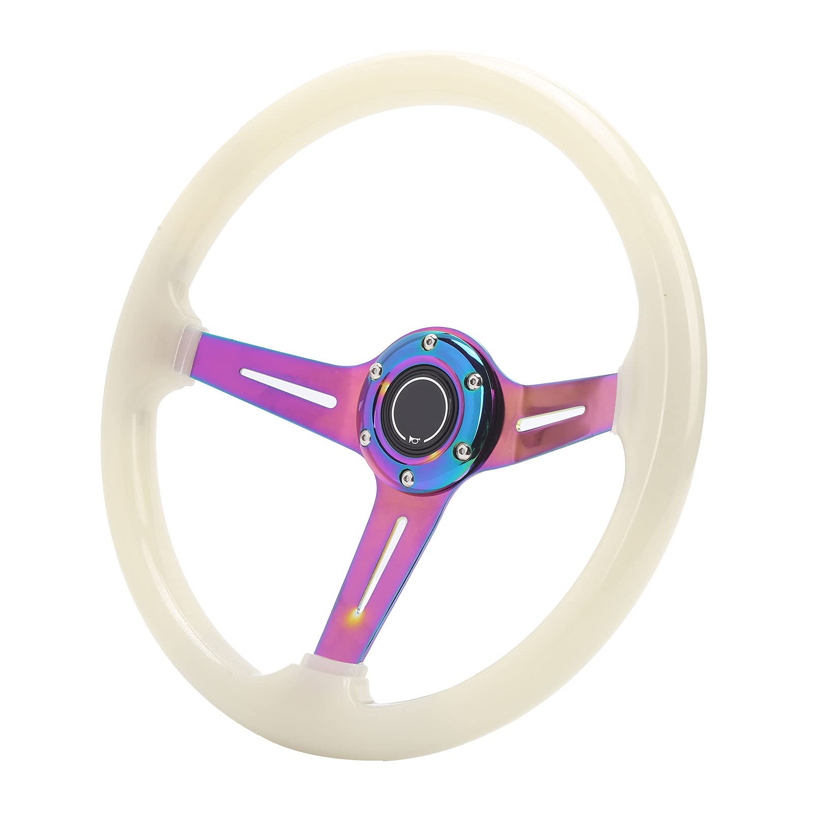 Glow in The Dark Steering Wheel - 14 Inch Green Luminous Acrylic Racing Wheel for ATV, Go Kart & Off-Road Vehicles - Perfect for Night Racing & Low Light Conditions