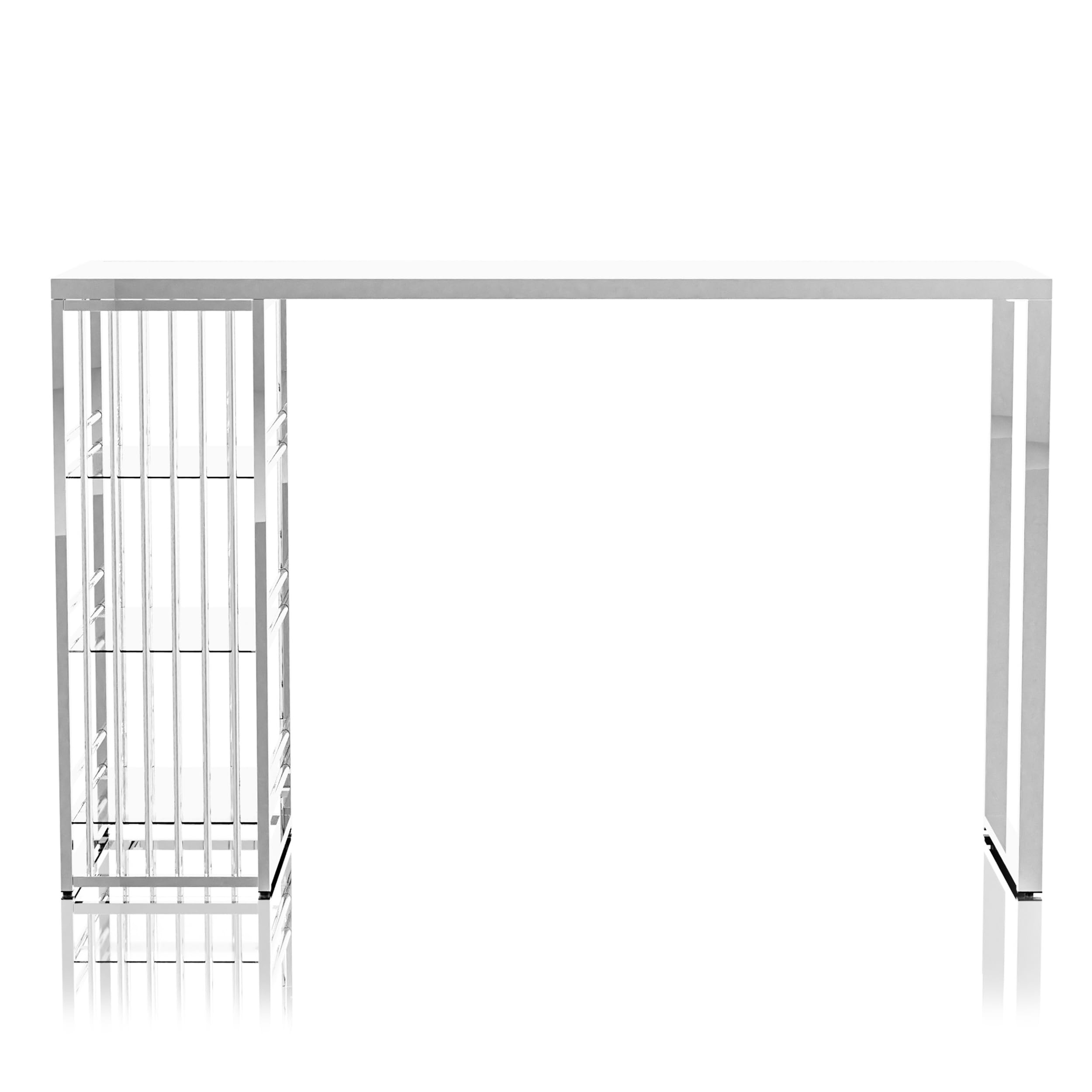 Furniture of America Norvel Modern Chrome Plated Glass Top Bar Table - Perfect for Kitchen, Dining Room & Home Bar Decor