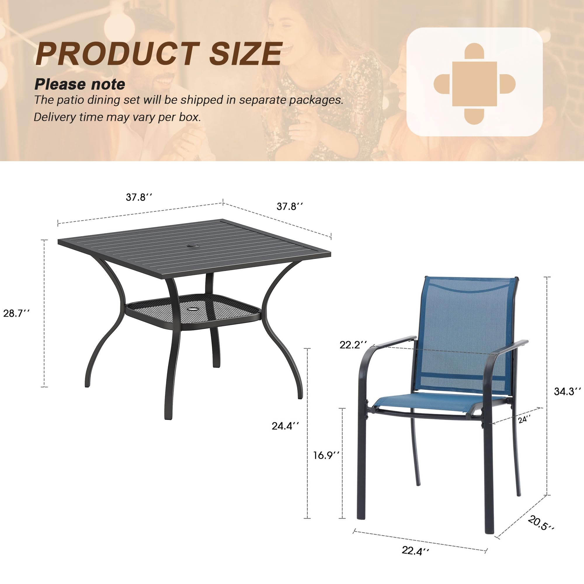 VICLLAX 5-Piece Outdoor Dining Set for 4 - 38