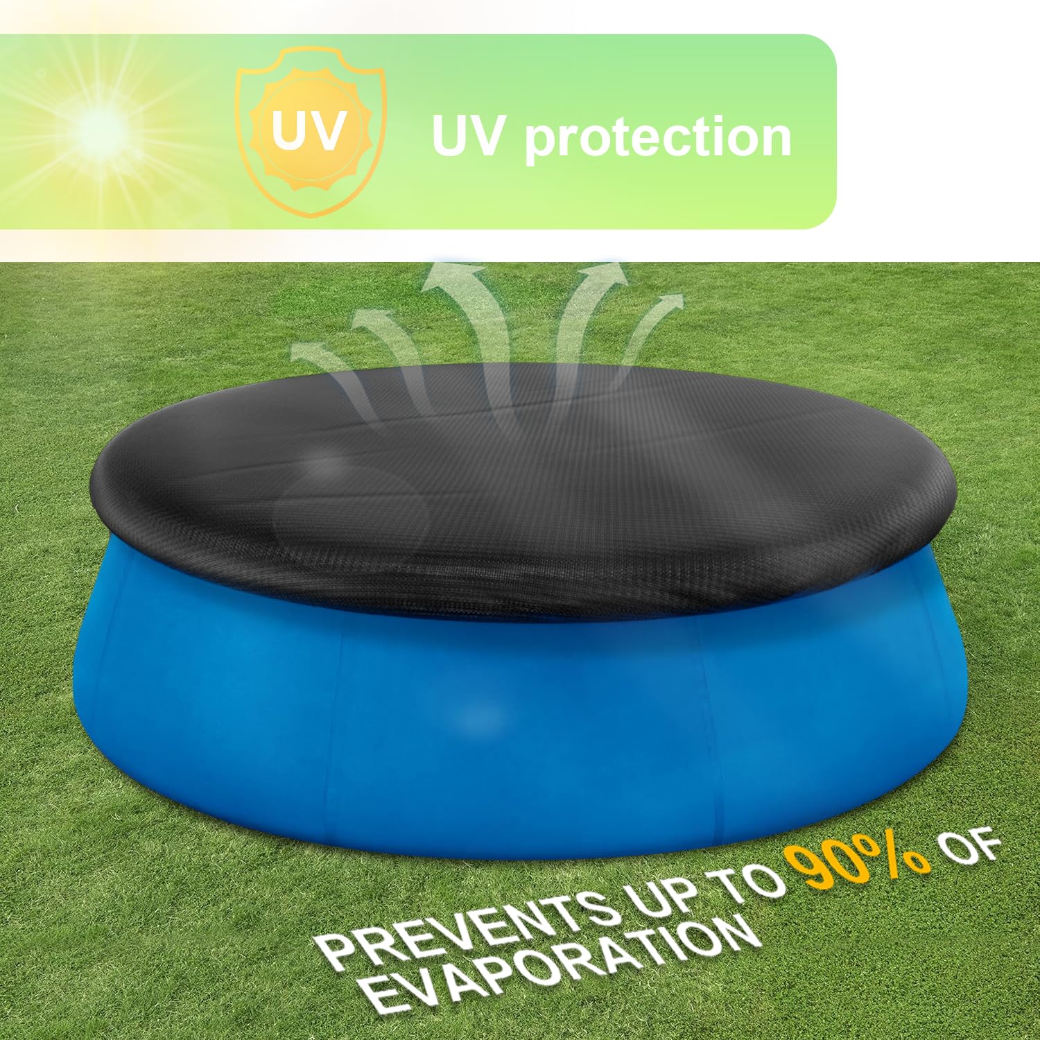 **CQQGO 10FT Round Inflatable Pool Cover - Waterproof, Dustproof, UV-Resistant Oxford Fabric for Outdoor Above Ground Pools - Prevents Leaves & Debris - Foldable & Durable (Perfect for Backyard, Patio, or Garden Use)**