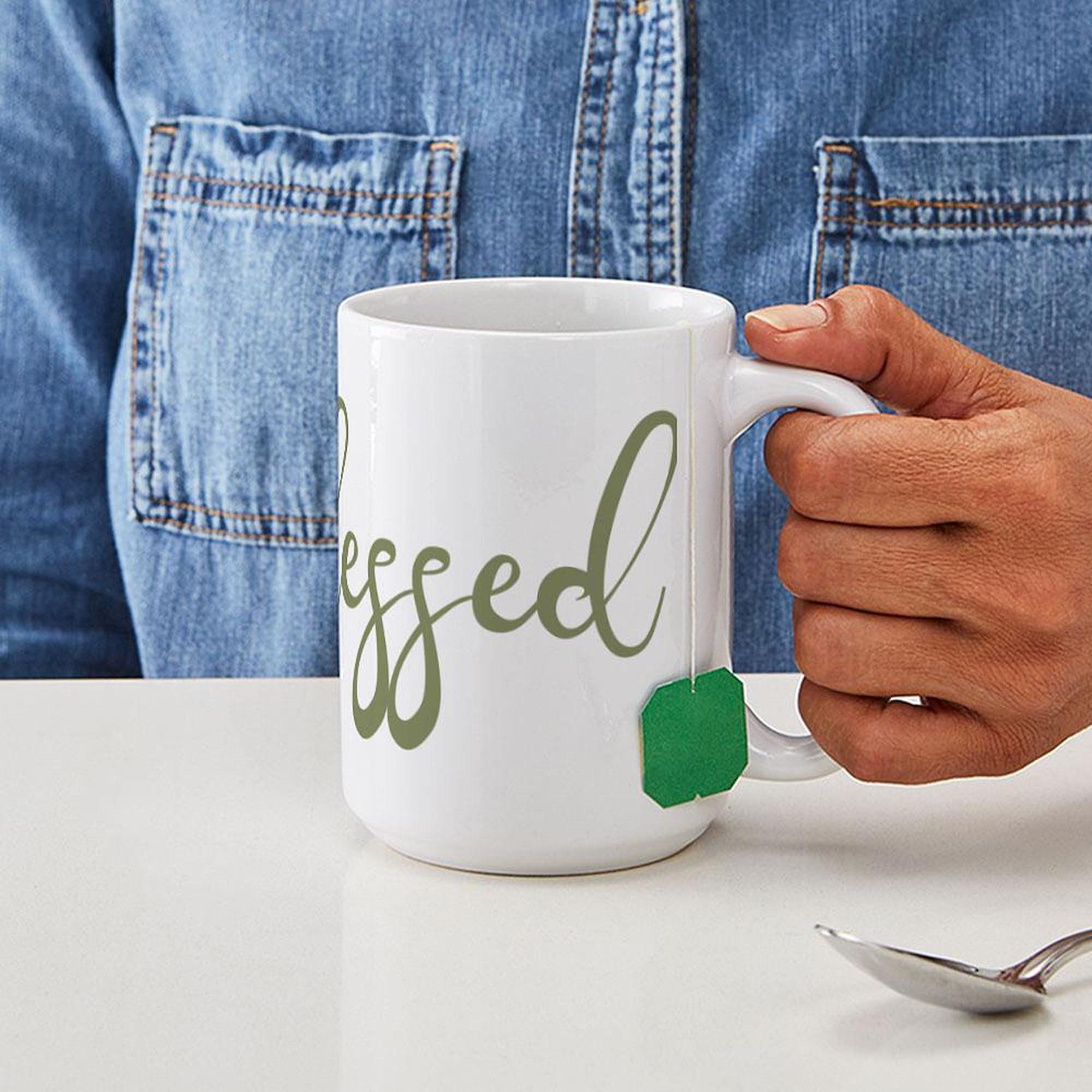 Hashtag Blessed 15 oz (444 ml) Ceramic Coffee Mug - Perfect for Home, Office & Gifts | Funny Inspirational Quote Mug for Coffee & Tea Lovers