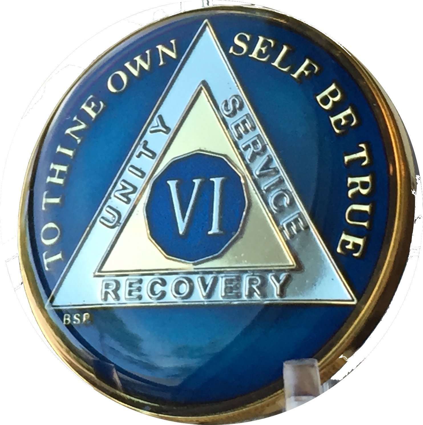 6 Year Midnight Blue AA Medallion Chip Tri Plate Gold & Nickel Plated Serenity Prayer - Perfect for Recovery Gifts, Sobriety Tokens & 12-Step Program Support