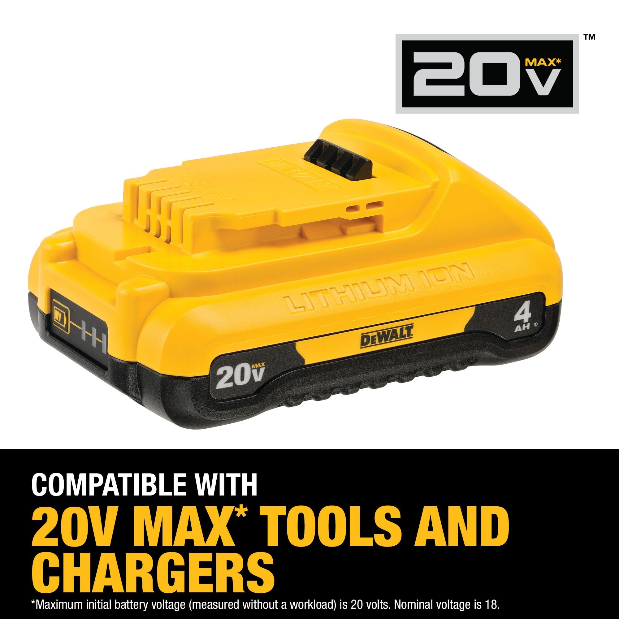 DEWALT 20V MAX* Compact 4.0Ah Lithium-Ion Battery (DCB240) - Power Tool Battery for Drills, Saws & More | Ideal for Construction, DIY & Home Improvement Projects