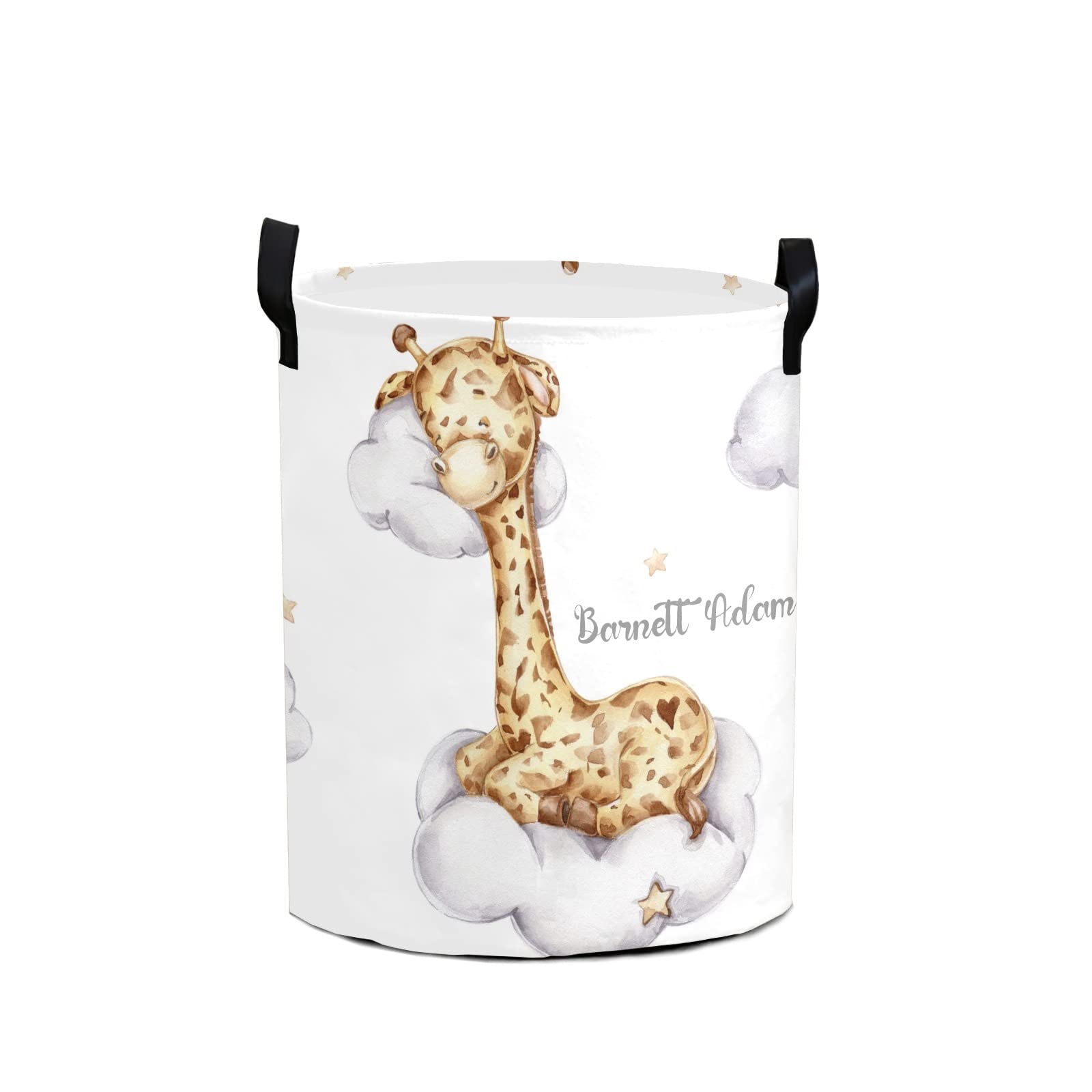Personalized Laundry Basket with Cute Giraffe Design - Collapsible Waterproof Clothes Hamper with Handles - 50L Storage Bin for Bedroom, Bathroom & College Dorm - Perfect for Organizing Clothes, Toys and Laundry in Small Spaces