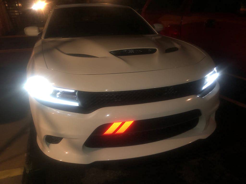 Reflective Blue Charger Front Bumper Hash Stripes - High Visibility Decorative Stripes for Dodge Charger - Perfect for Night Driving & Car Customization