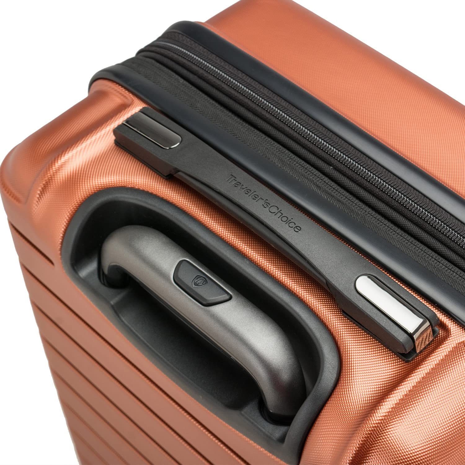 Traveler's Choice Archer Polycarbonate Hardside Spinner Luggage Set - 3-Piece Orange Suitcase with Tie Down Straps | Durable Lightweight Luggage for Air Travel, Business Trips & Family Vacations