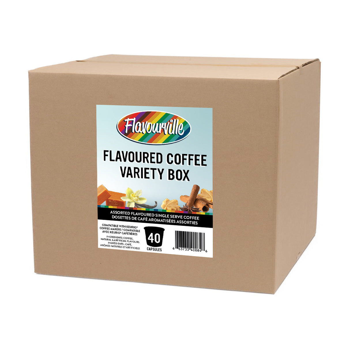 Flavourville Flavored Single Serve Coffee Pods Variety Pack - 40 Count | Gourmet Coffee for Keurig Machines | Perfect for Office, Home & Gifting