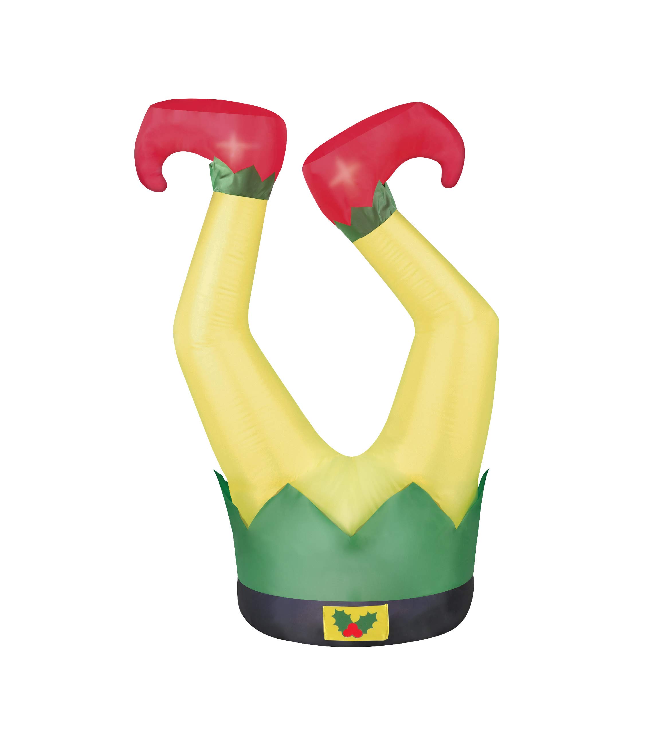 Holiday Time 4' Inflatable Elf Legs Outdoor Christmas Decoration - Perfect for Yard, Lawn, and Holiday Party Decor