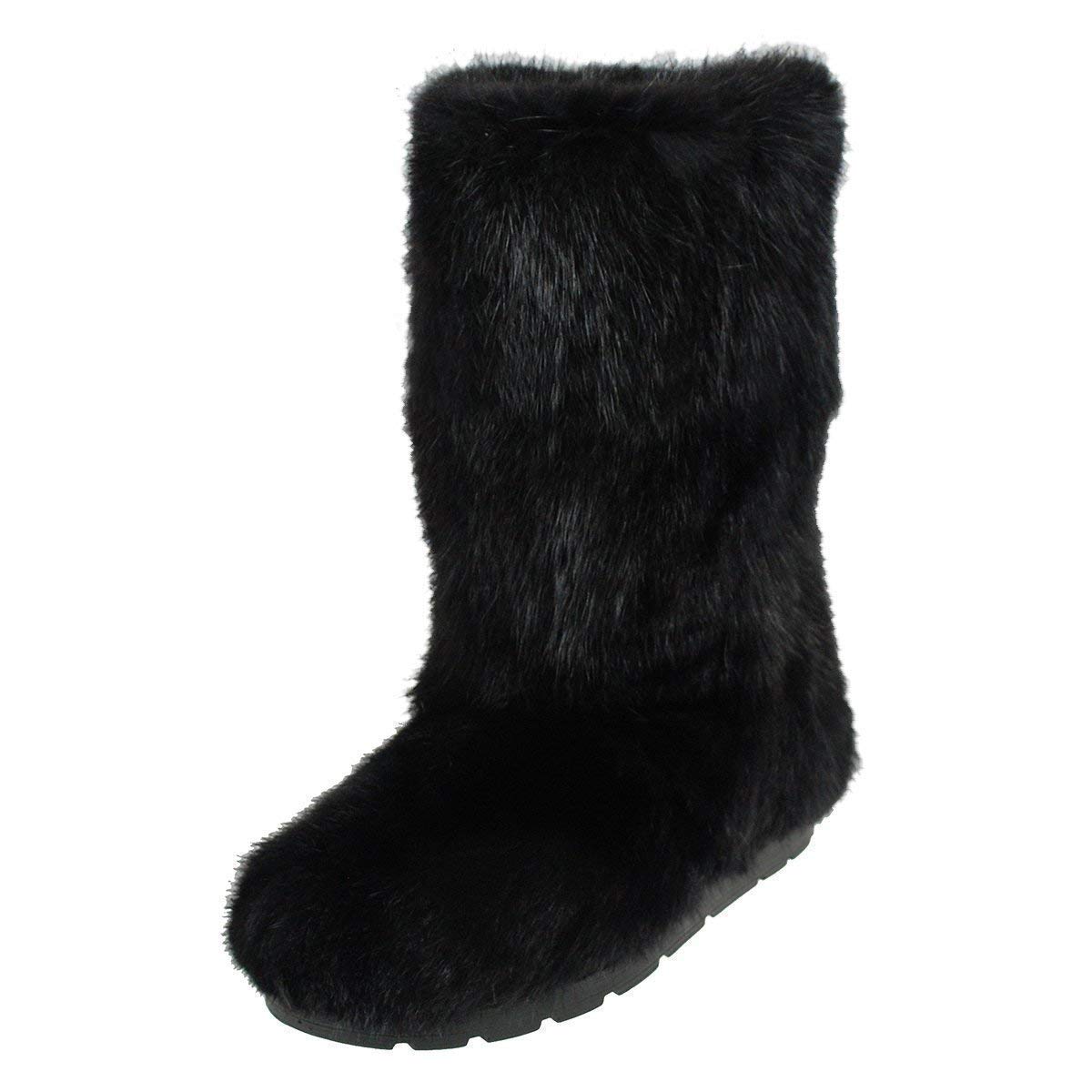 Women's Black/Brown Muskrat Fur Boots - Warm Mink Mukluks, Yeti Style Winter Snow Boots with Long Furry Design | Perfect for Arctic Weather, Eskimo Fashion & Extreme Cold Conditions