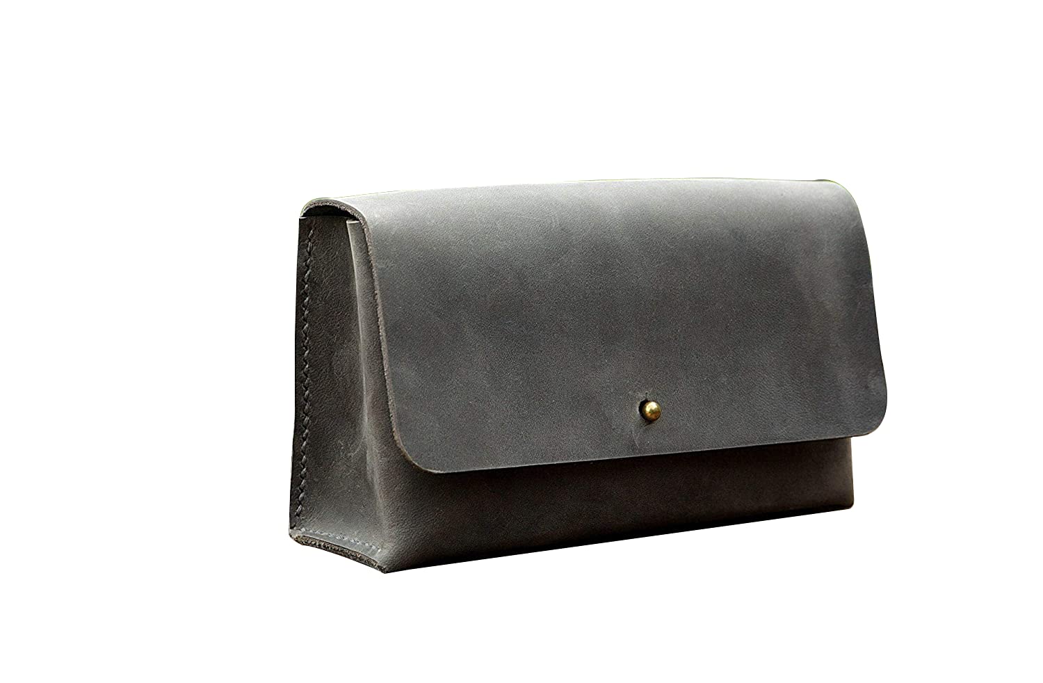 Handmade Gray Distressed Leather MacBook Charger Case Bag - Premium Laptop Cord Organizer for MacBook Pro/Air - Perfect for Travel, Office & Home Use