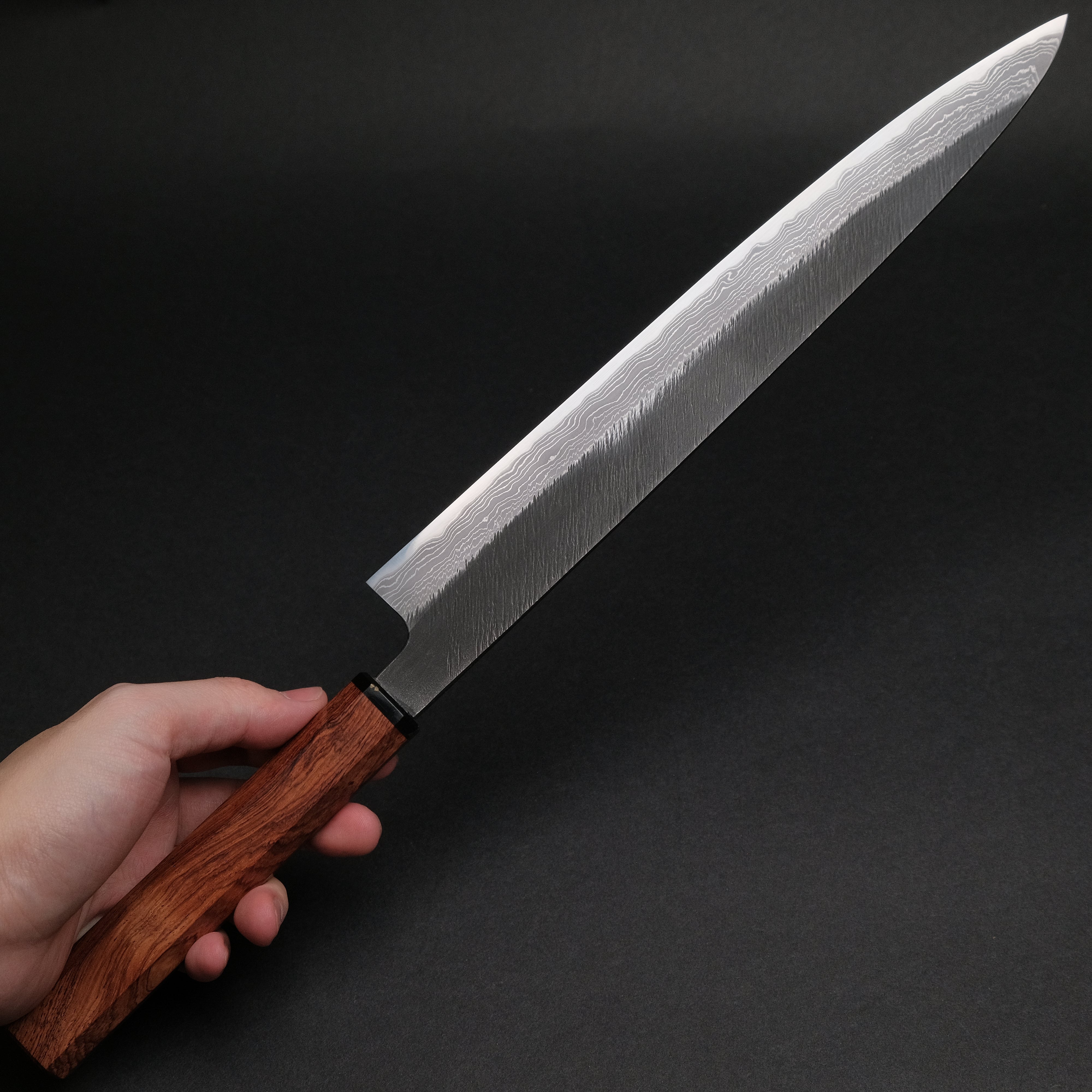 Premium Ajikataya White #2 Matsuba Damascus Sujihiki 270mm Japanese Chef Knife with Rosewood & TQP Handle - Perfect for Slicing Sashimi, Meat, and Precision Cutting in Professional Kitchens