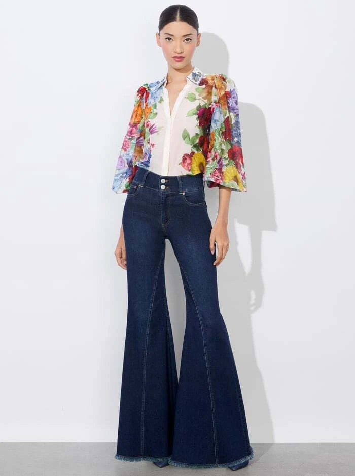 Alice & Olivia Roanne Top - Women's Floral Print Blouse for Casual & Office Wear | Trendy & Comfortable Fashion Top for Everyday Style