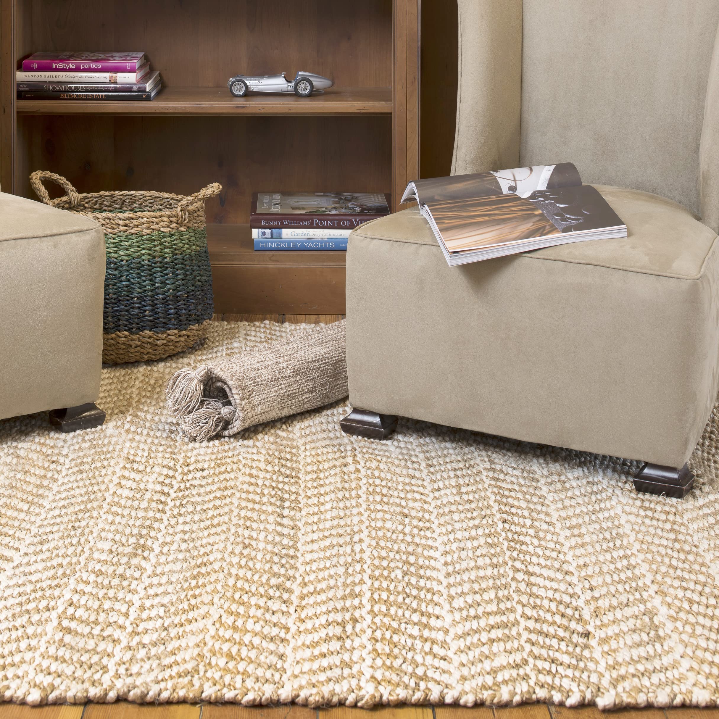 Fab Habitat Handwoven Herringbone Neutral Area Rug - Canyon Natural Jute Fiber, Soft Underfoot for Bedroom, Living Room & Dining Room - 6x9 ft | Cozy Home Decor & Perfect for High-Traffic Areas
