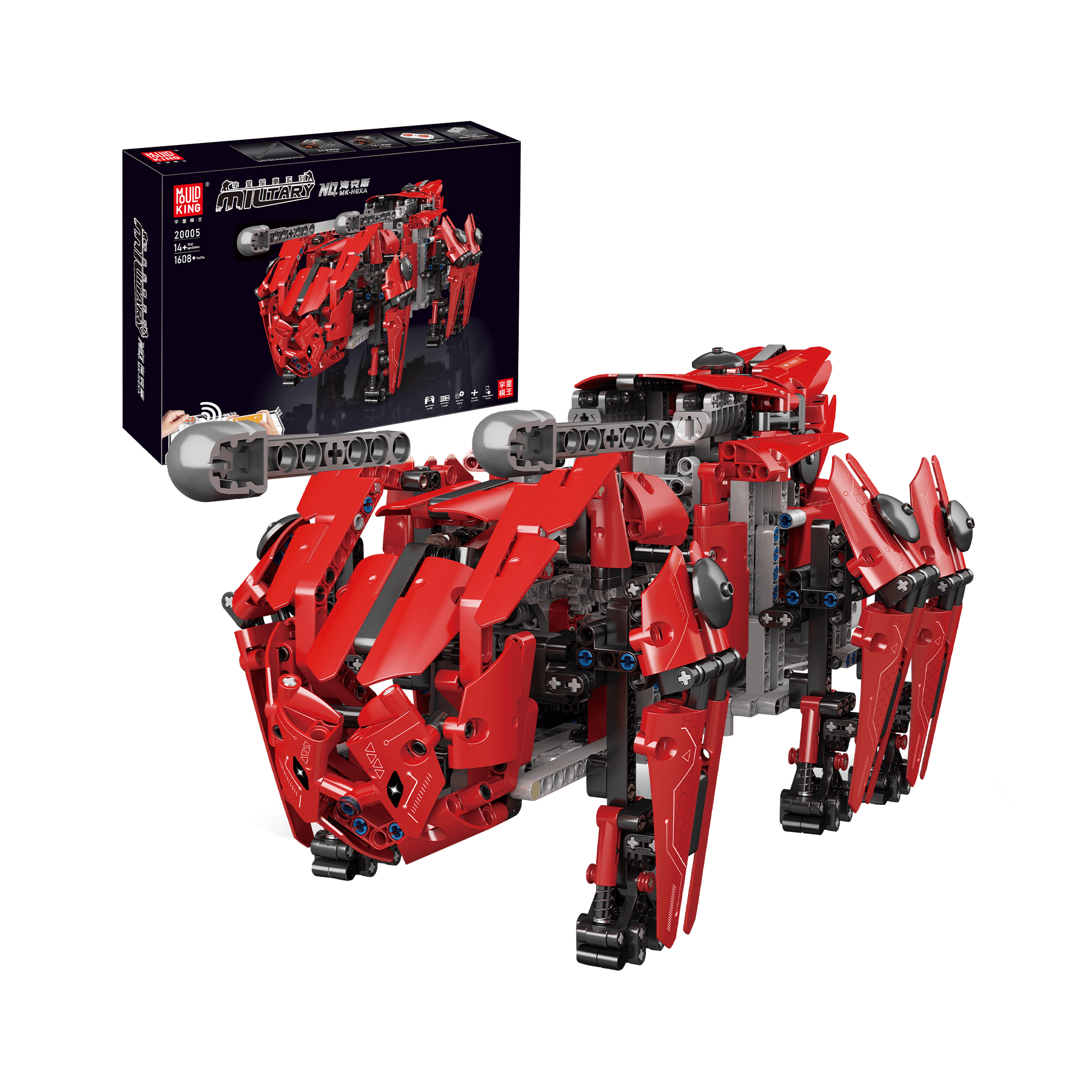 MOULD KING 20005 Remote Control Hexapod Robot Building Kit - 1608 Pieces STEM Educational Toy for Kids & Adults | DIY Robotics Project, Birthday Gift, Science Learning Activity