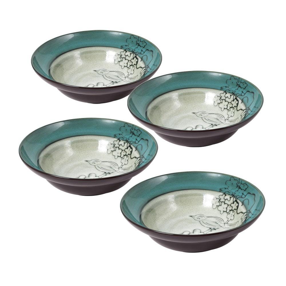 Song Bird Set of 4 Soup and Cereal Bowls - Ceramic Dinnerware for Breakfast, Soup, Salad, and Dessert - Perfect for Home, Kitchen, and Restaurant Use