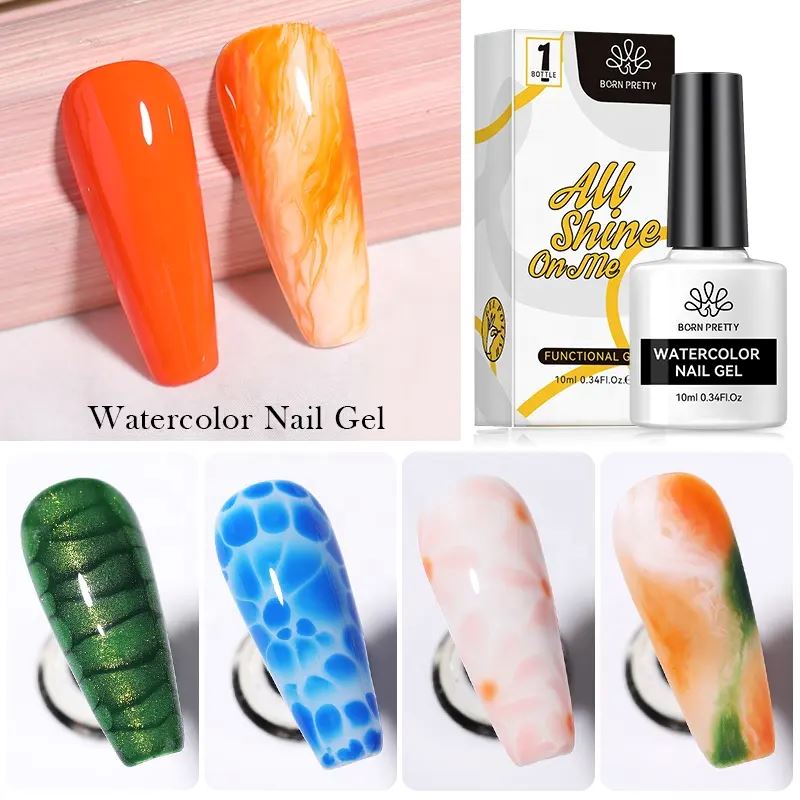 Blooming Watercolor Nail Gel - Marble Effect Nail Polish for DIY Manicure - Long Lasting & Easy to Apply - Perfect for Nail Art, Salon & Home Use