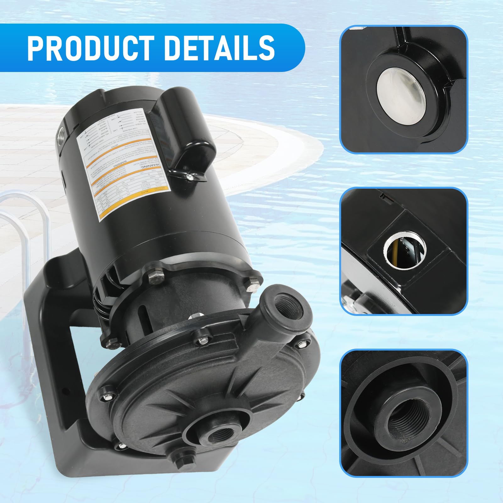 Polaris PB4-60 Booster Pump 3/4 HP Replacement - Compatible with PB460 Booster Pump for 180-480 PSI Pressure Pool Cleaners | Ideal for Inground Pool Maintenance & Automatic Pool Cleaning Systems