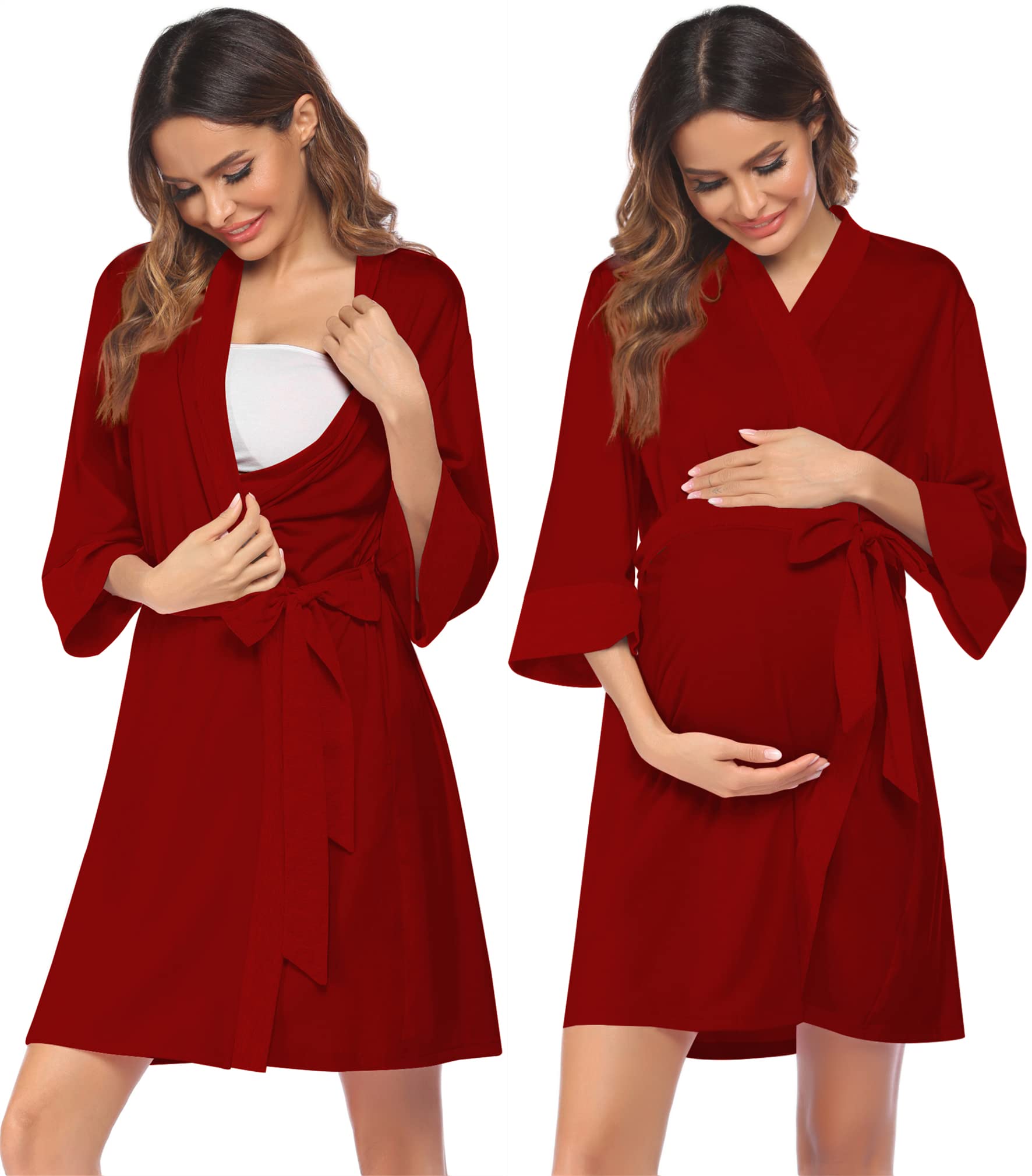 Ekouaer Maternity Nursing Robe - Soft Comfortable Breastfeeding Nightgown for Hospital Delivery & Postpartum Recovery - Perfect for Nursing Mothers at Home or Hospital Stay