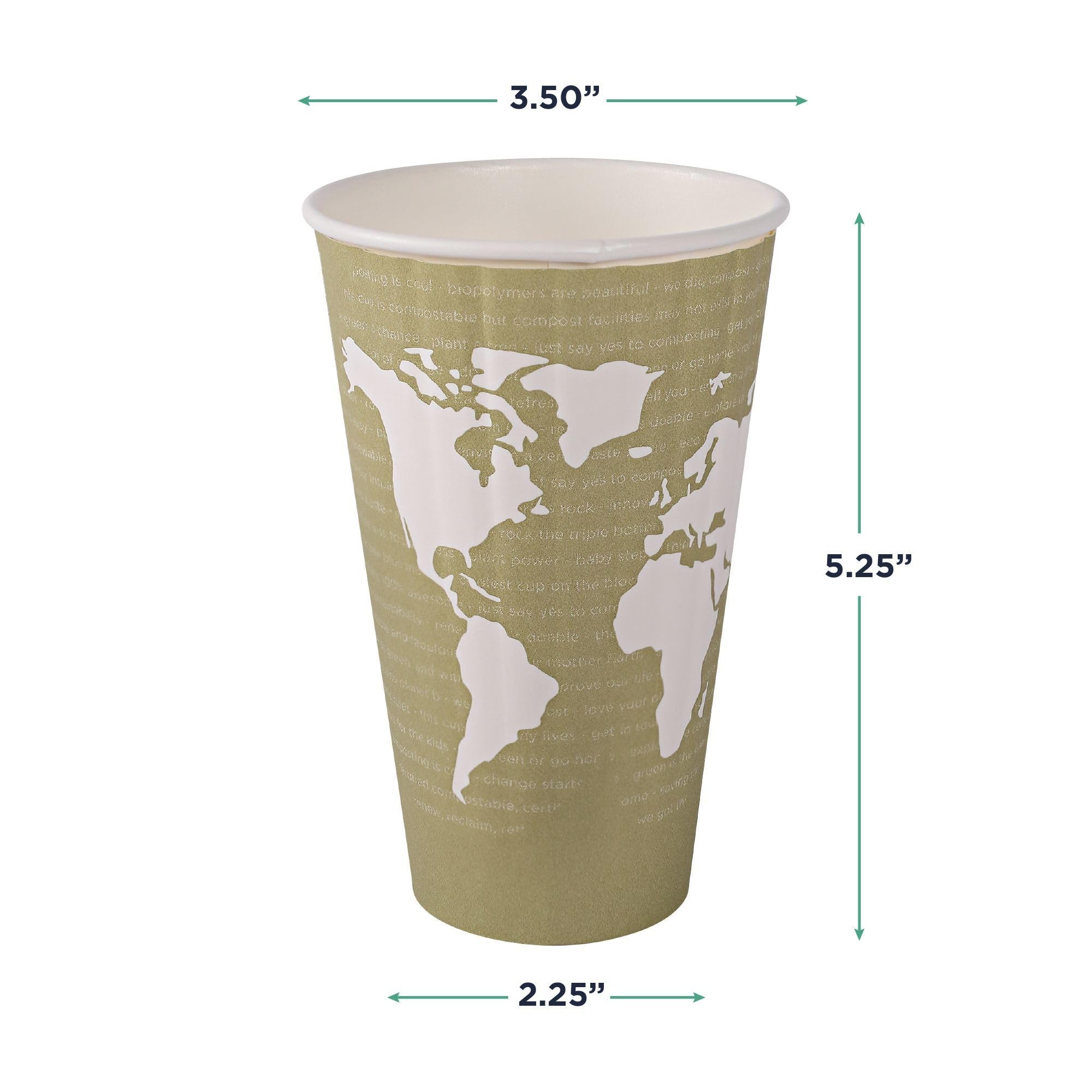 ECO-Friendly Compostable 16oz Double-Wall Hot Coffee Cups - 600 Count Case, Plant-Based PLA Lining, No Sleeve Needed, Color Coded | Biodegradable Disposable Cups for Coffee Shops, Offices & Events