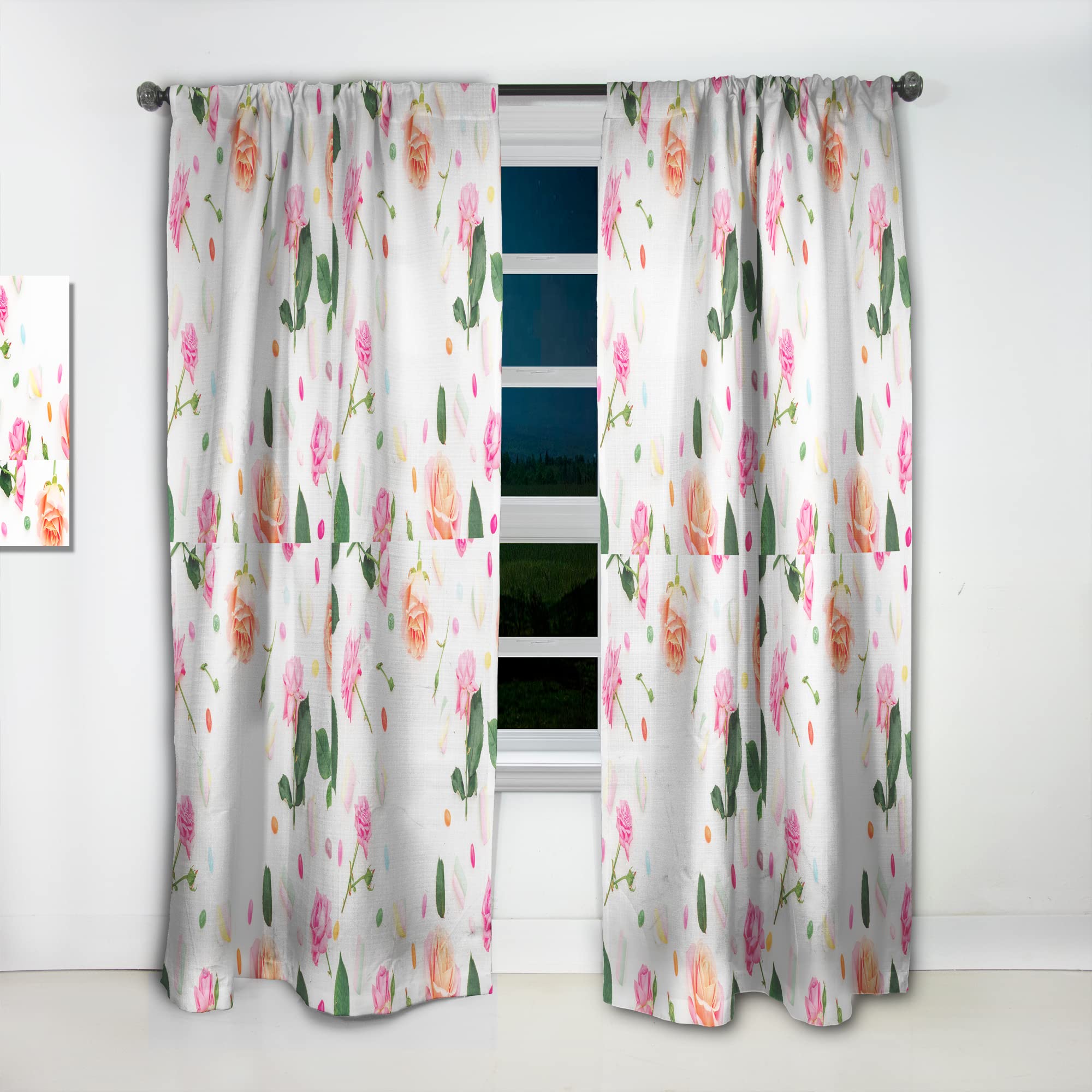Floral Botanical Retro VI Thermal Insulated Curtains - Single Panel 52x63 Inches - Elegant Drapes for Bedroom & Living Room - Perfect for Home Decor, Privacy & Temperature Control