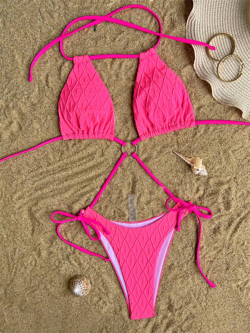 2024 Women's Sexy Hollow Out Monokini Swimsuit - 4 Color Options, Halter Neck & Drawstring Design, One Piece Cut Out Bathing Suit for Beach, Pool Party & Summer Vacation