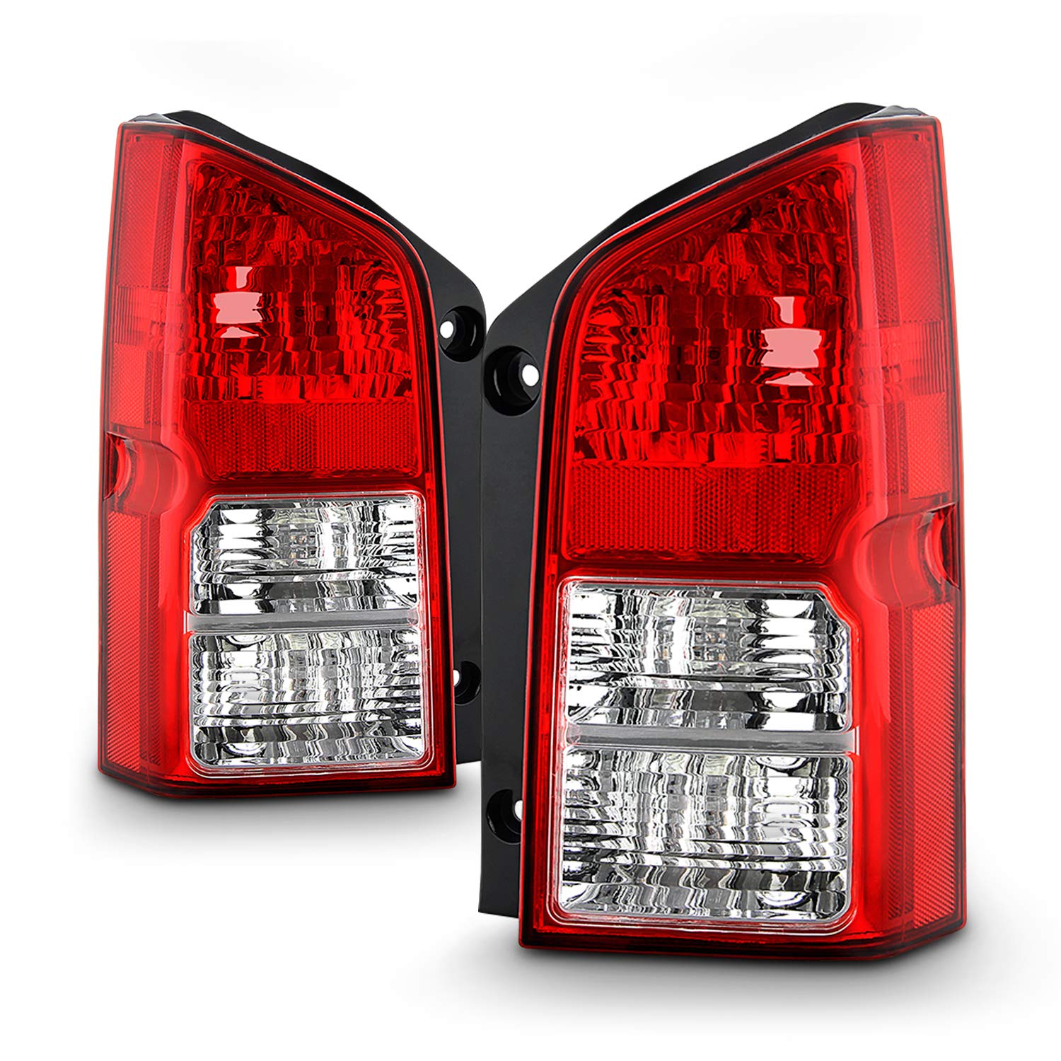AKKON Chrome Red Clear Tail Lights Brake Lamps Pair - Compatible with 2005-2012 Nissan Pathfinder (Driver Left + Passenger Right) - Durable Replacement for Enhanced Visibility & Style - Perfect for Night Driving, Off-Road Adventures & Custom Car Upgrades