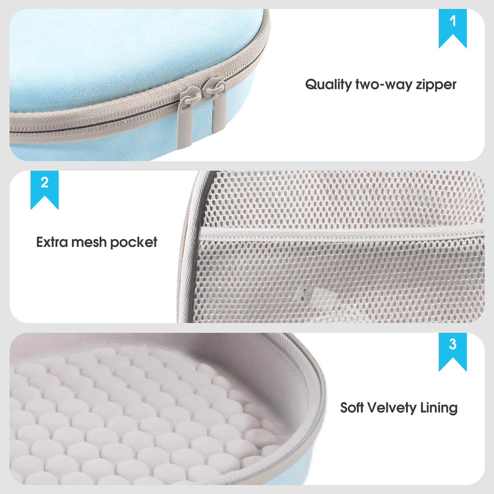 ProCase AirPods Max Travel Case - Light Blue Hardshell Protective Cover with Mesh Pocket for Headphones & Accessories | Perfect for Travel, Commuting & Daily Storage
