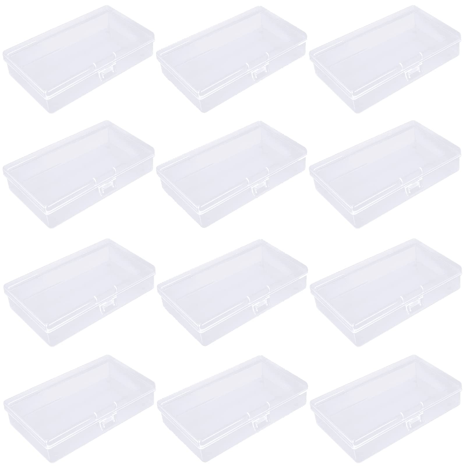 12-Piece Small Plastic Rectangular Storage Containers with Lids - 5x3x1 Inch Clear Organizer Boxes for Beads, Jewelry, Crafts & Small Parts - Perfect for DIY Projects, Office Supplies & Home Organization