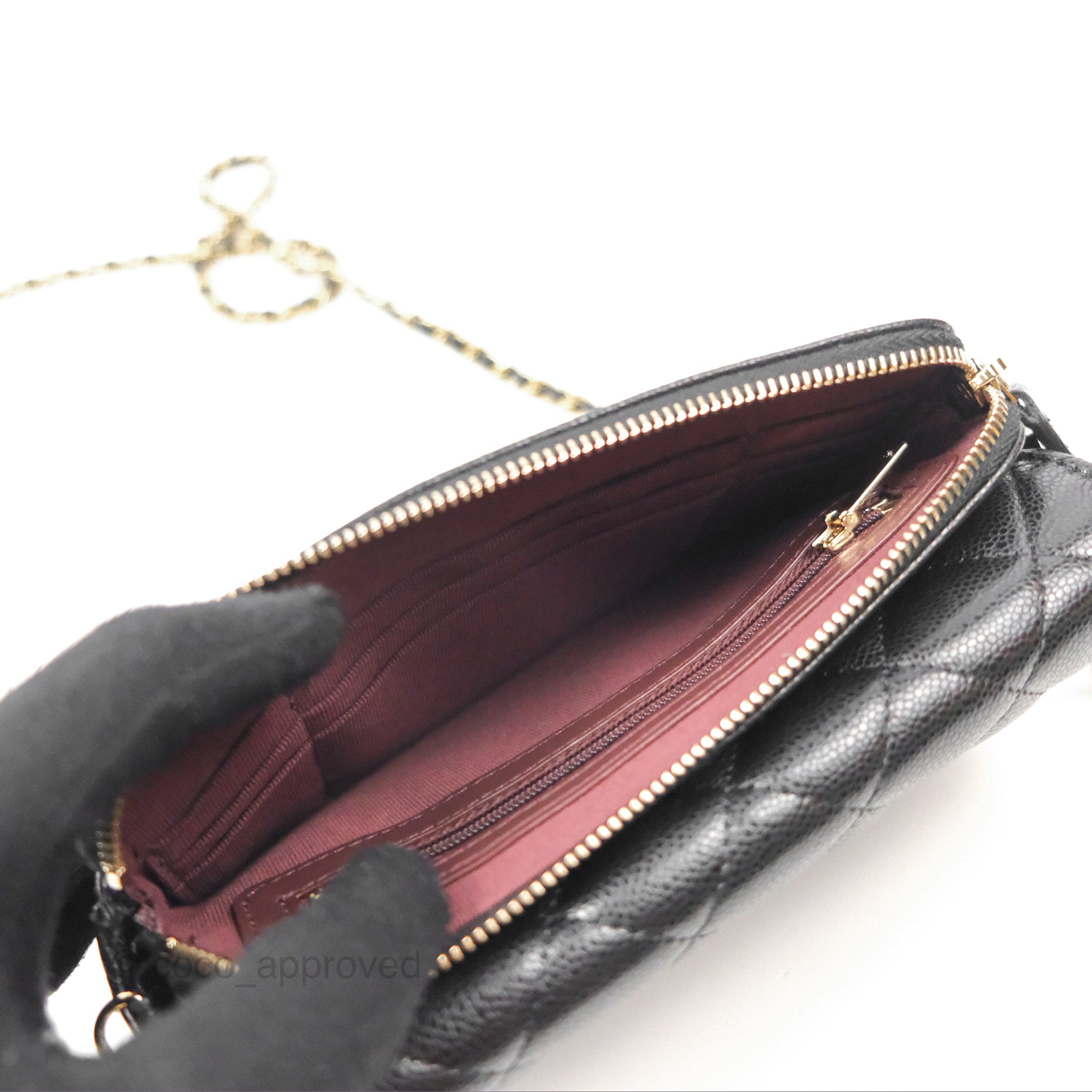 Chanel Classic Flap Phone Holder with Chain - Black Caviar Leather & Gold Hardware | Luxury Phone Crossbody Bag for Women | Perfect for Parties, Shopping & Everyday Use