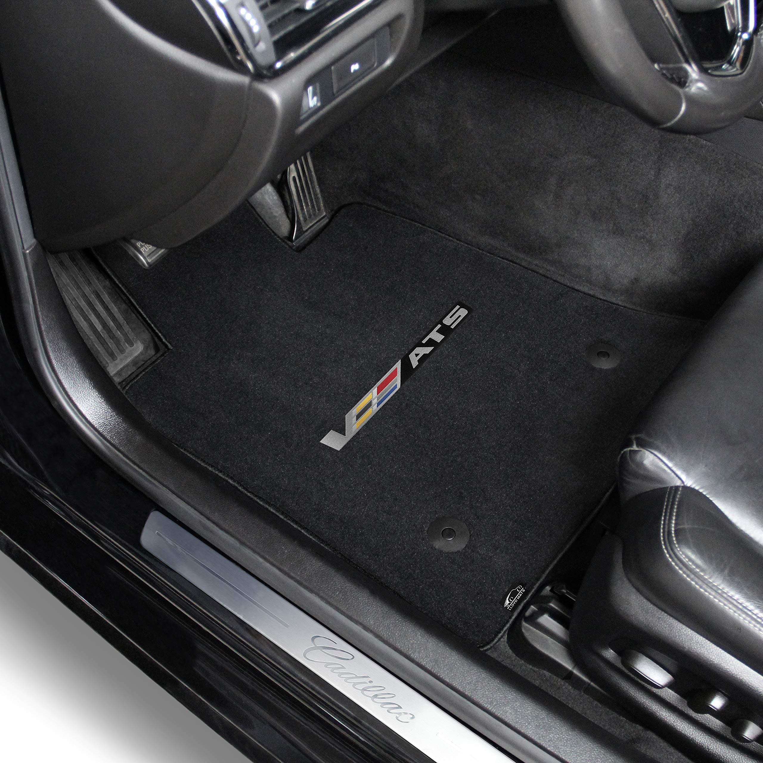 Premium Custom-Fit Carpeted Floor Mats for 2016 Cadillac ATS-V Coupe/Sedan - Luxury Car Floor Liners with Centered Logo (4-Piece Set, Charcoal) - Perfect for All-Weather Protection & Enhanced Interior Style