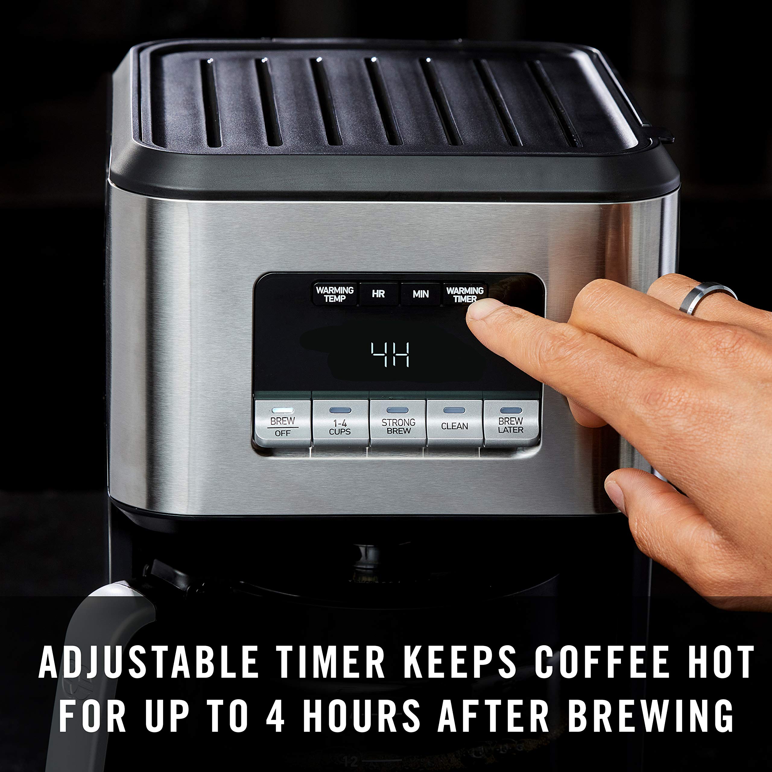 Calphalon Programmable Coffee Maker with Glass Carafe - 14 Cup Stainless Steel Drip Coffee Machine for Home & Office Brewing