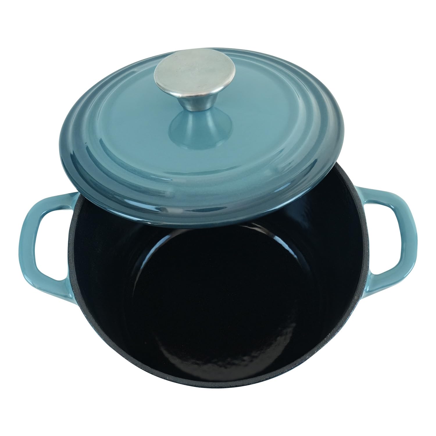 Premium 2.8 qt Enameled Cast Iron Dutch Oven with Lid - Slate Blue Bread Baking Pot, Rice Cooker & Stew Pot with Heat-Resistant Handles | Perfect for Oven, Stovetop & Camping Cooking