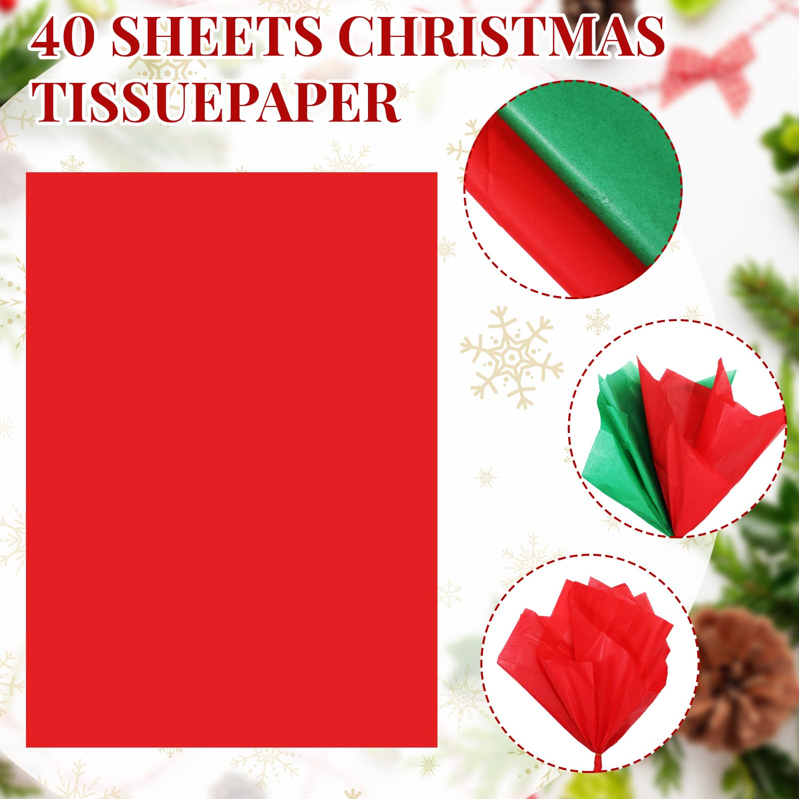 Cholemy 40-Pack Reusable Christmas Gift Bags with Tissue Paper - Holiday Party Favors