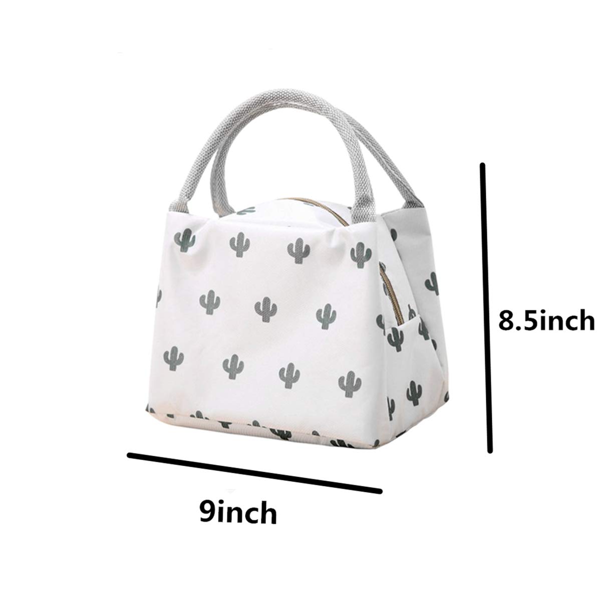Leprato Large Insulated Reusable Lunch Bag for Women & Girls - Cactus Design Lunch Tote with High Capacity - Perfect for Work, School, Picnics & Outdoor Activities