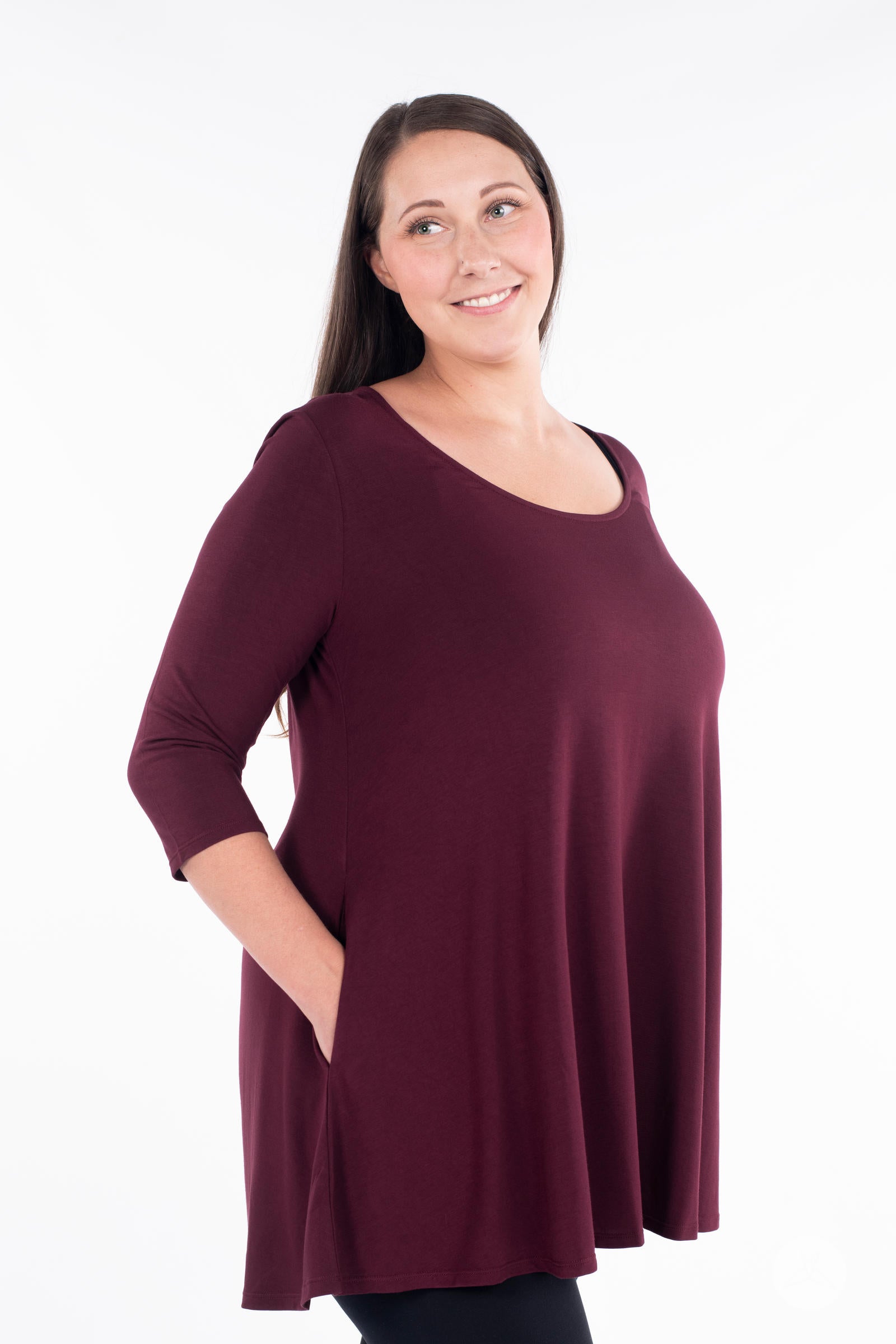 Classic 3/4 Sleeve T-Shirt for Women - Soft Cotton Casual Top for Everyday Wear, Workouts & Layering