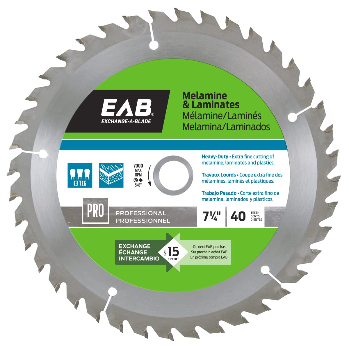 7.25 Inch 40 Teeth Finishing Saw Blade - Professional Melamine Cutting Blade, Recyclable & Replaceable - Perfect for Woodworking, Cabinetry, and DIY Projects