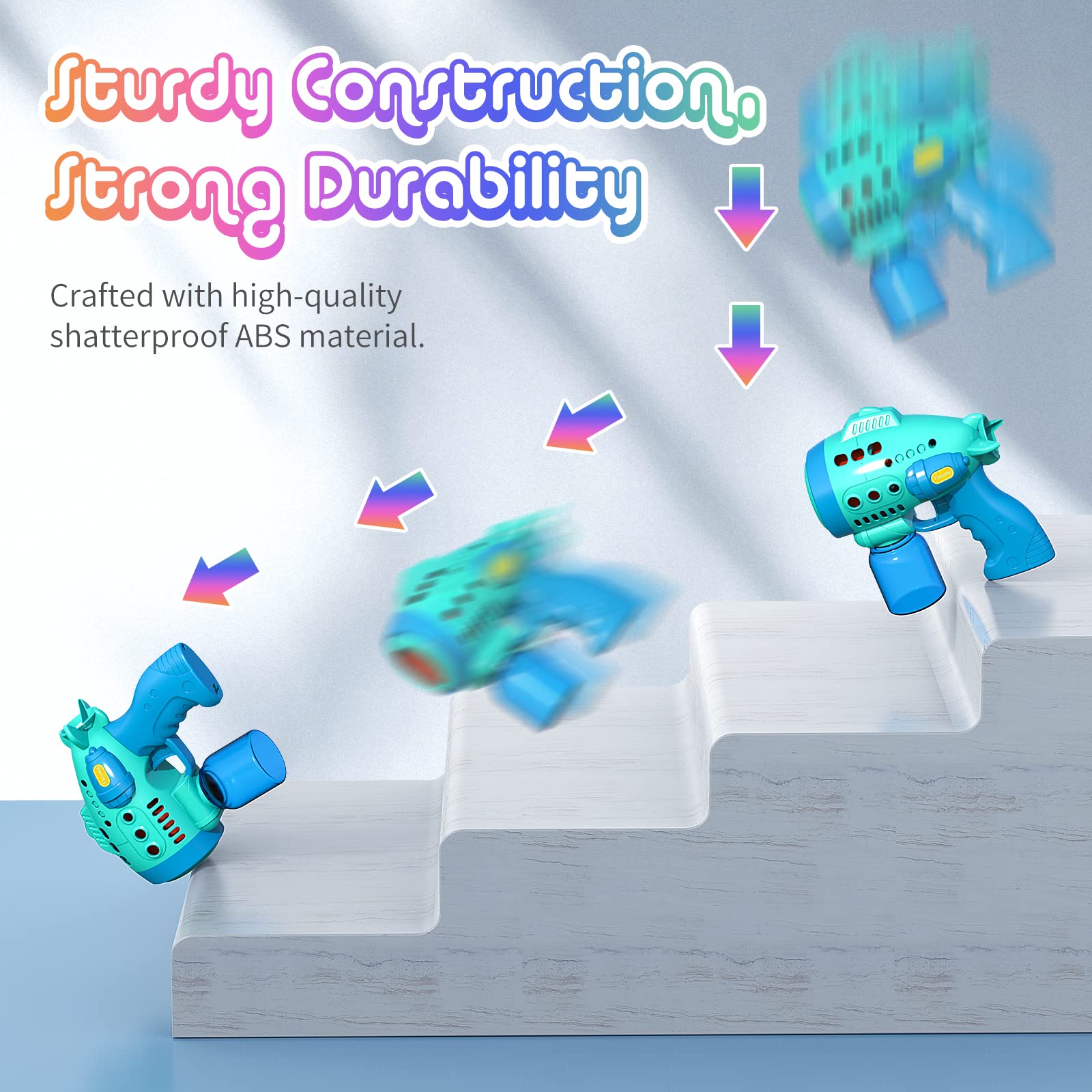 360° Leak-Proof Bubble Gun with Bubble Solution - Automatic Bubble Blower Machine for Kids & Toddlers, Ergonomic Grip, Perfect for Birthday Parties, Easter Gifts, Outdoor Play & Backyard Fun