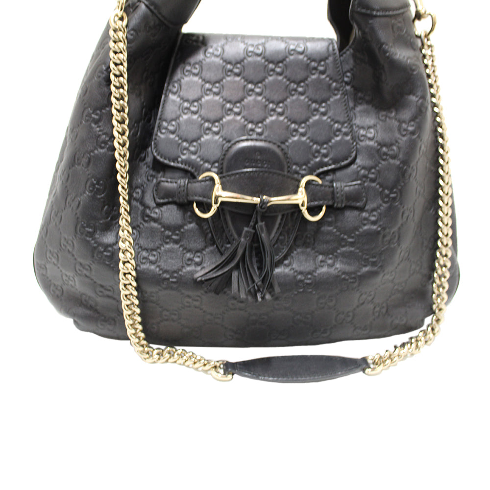 Authentic Gucci Black Guccissima Leather Hobo Shoulder Bag 322226 - Luxury Handbag for Women, Perfect for Work, Travel & Evening Events