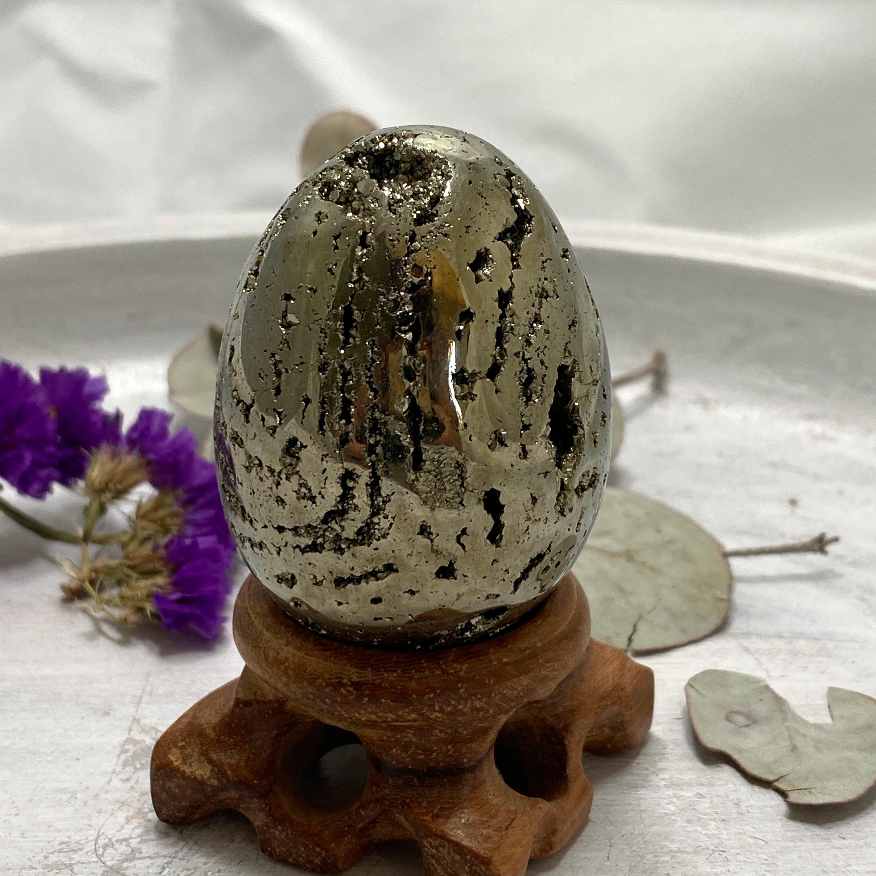 Premium Grade Pyrite Egg - Natural Mineral Specimen for Collectors, Home Decor & Crystal Healing | Perfect for Display, Meditation & Gifts