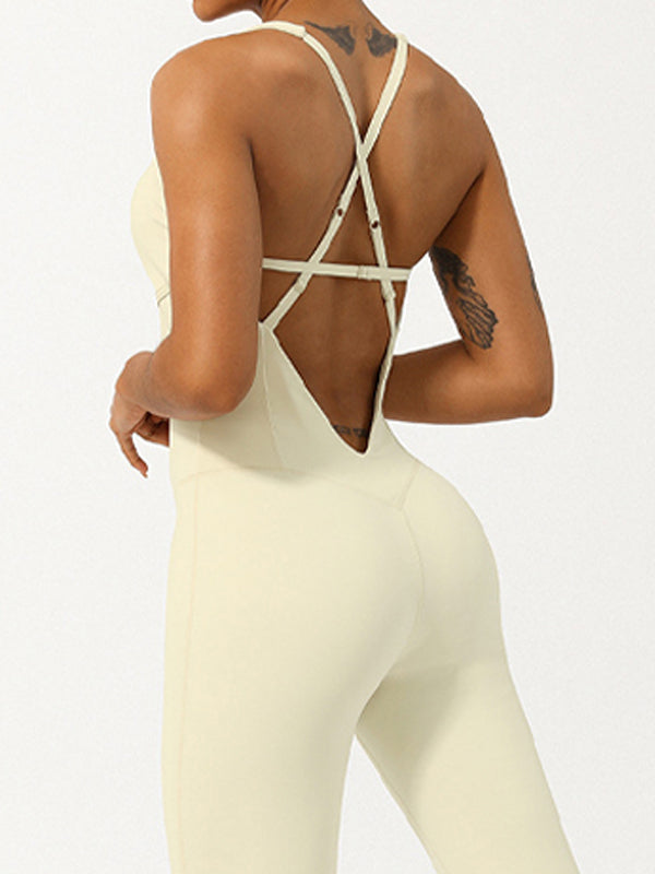 ZASUWA Women's Sexy Cross Back Hollow Out Adjustable Strap Backless Corset Jumpsuit - Quick Dry, Breathable & Comfortable for Clubwear, Night Out, Beach Cover Up, Summer Fashion