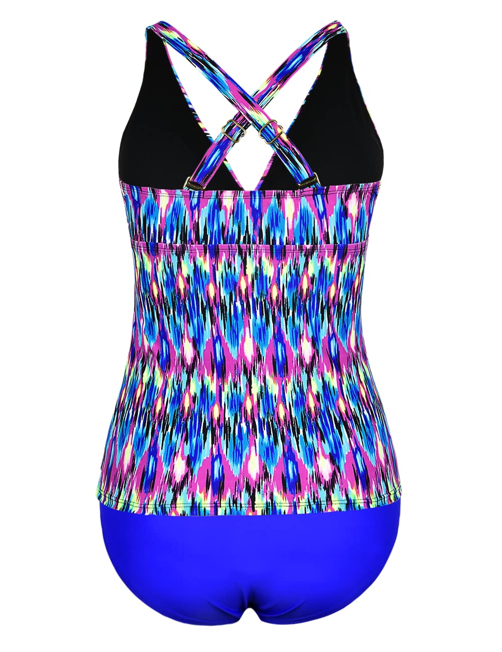 Hilor Women's Tankini Swimsuits - Front Twist V Neck Tummy Control Two Piece Bathing Suits | Shirred Swimwear for Beach, Pool & Vacation