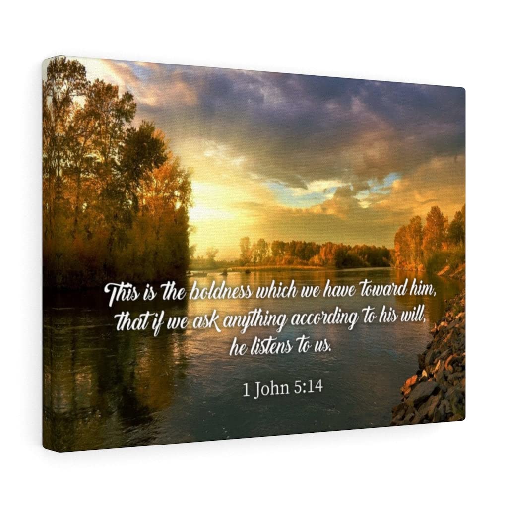 1 John 5:14 Christian Wall Art - Bible Verse Print Ready to Hang - Inspirational Scripture Home Decor for Living Room, Bedroom & Office - Express Your Love with Faith-Based Gifts
