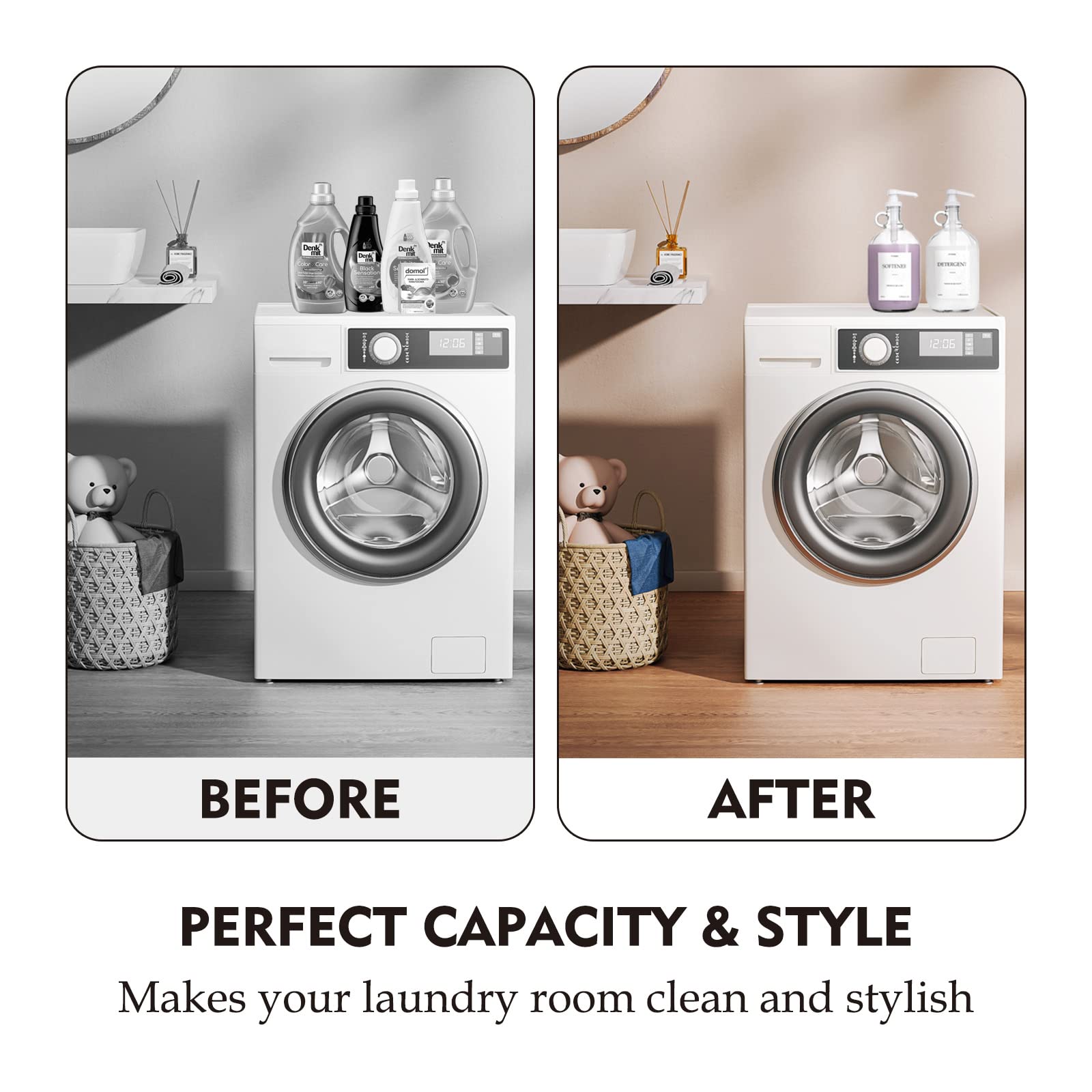 2-Pack Glass Laundry Detergent Dispenser Set with Pump - 64oz (Half Gallon) Each, Includes Measuring Cup, Funnel & Labels - Perfect for Liquid Soap Storage & Organized Laundry Room