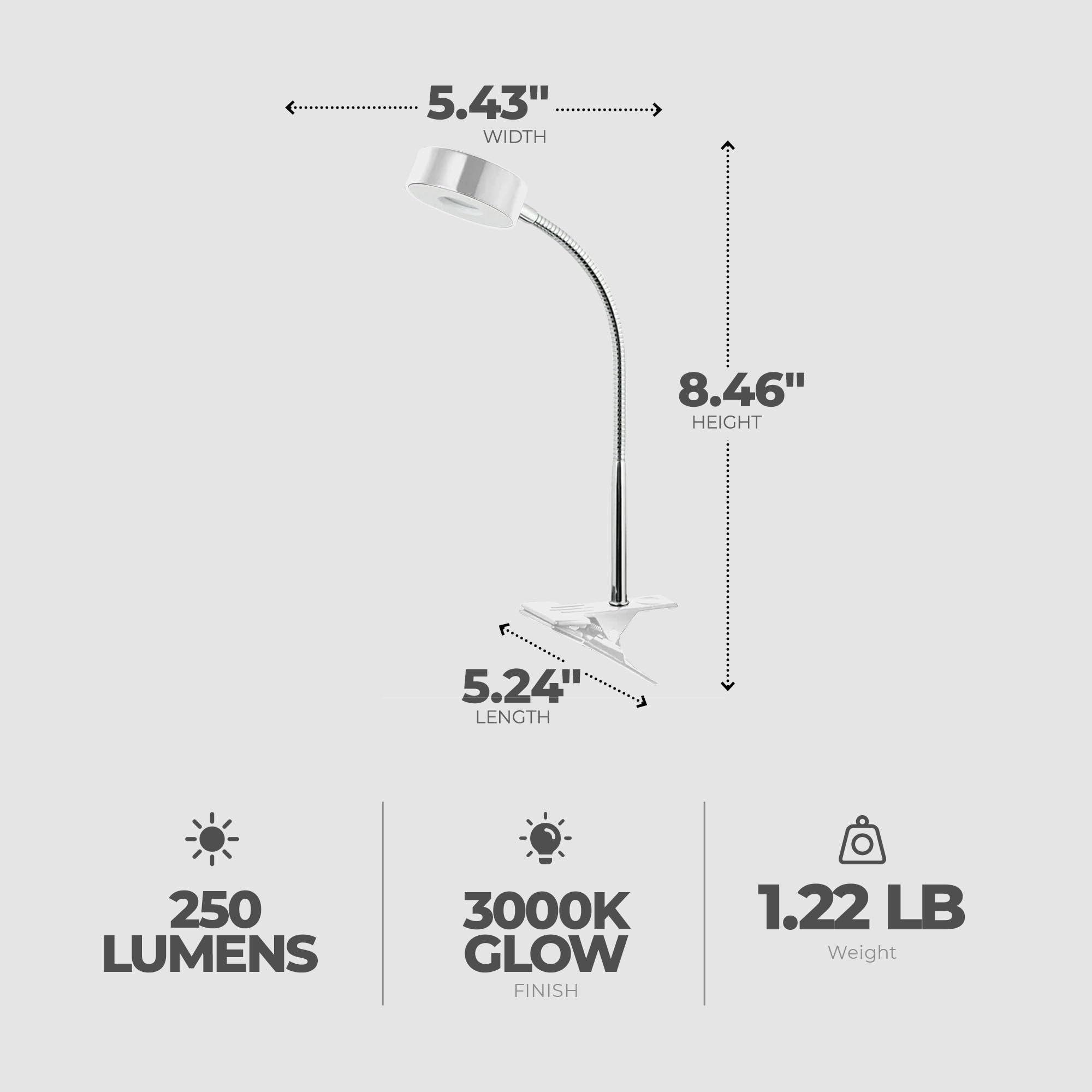 Globe Electric 12650 Adjustable LED Clip Desk Lamp - 5.24