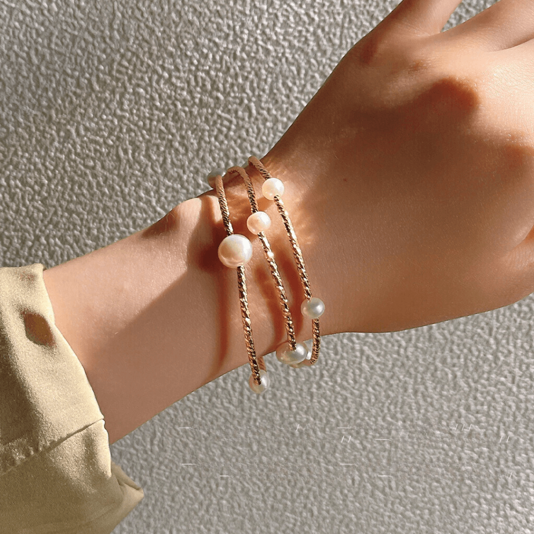 Baroque Freshwater Pearl 2-Way Layered Wrap Bracelet for Women - Adjustable Double Strand Pearl Jewelry for Wedding, Party & Everyday Wear | LM849