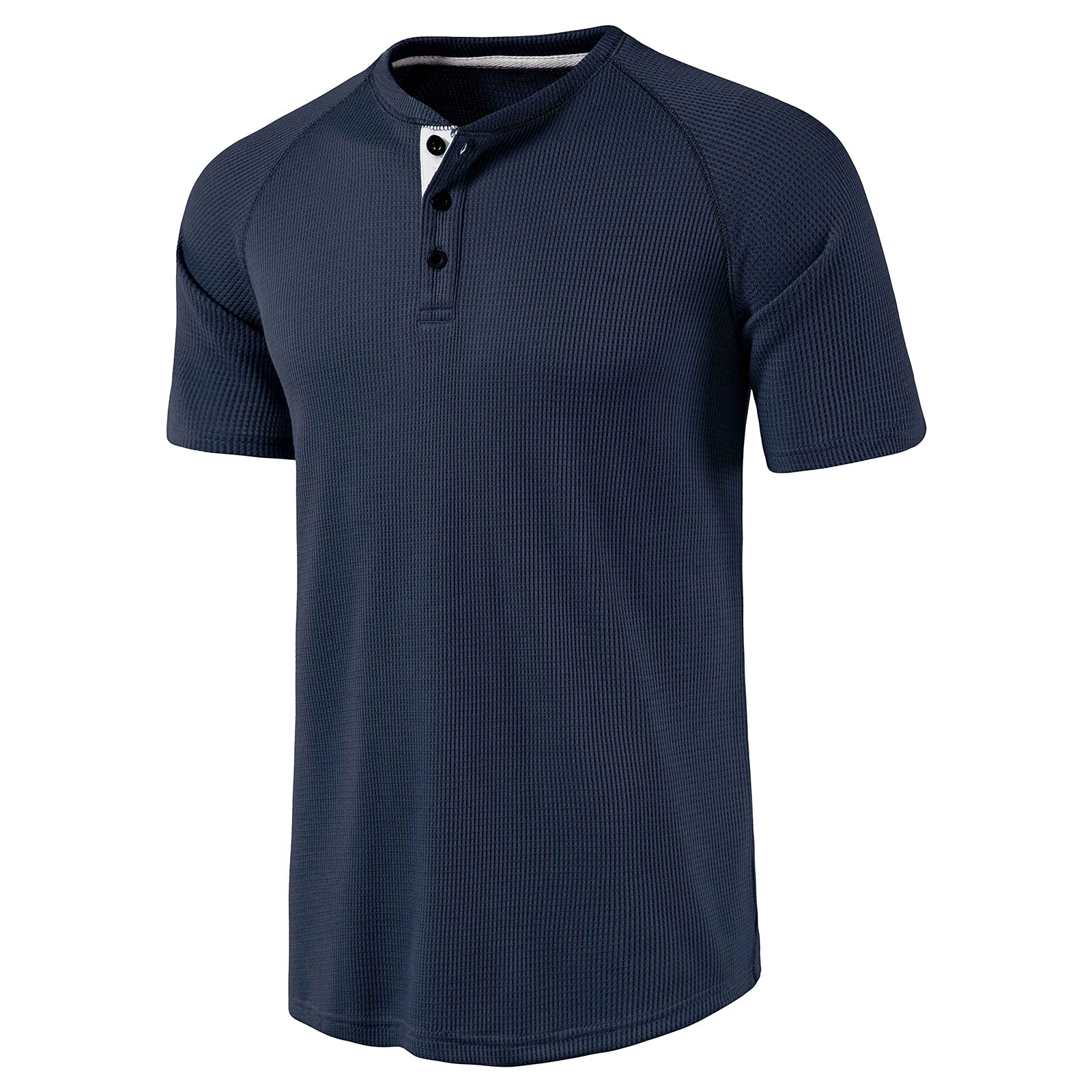 LOCALMODE Men's Waffle Henley Long Sleeve T-Shirt - Casual Crew Neck Shirt for Men | Comfortable & Stylish for Everyday Wear, Outdoor Activities & Layering