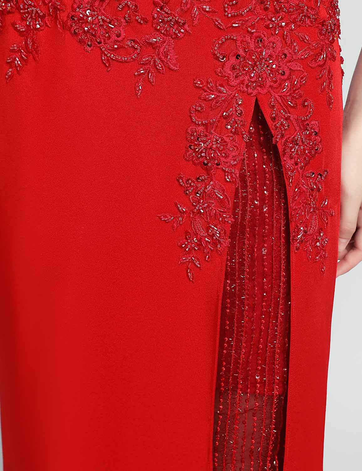 Sarahbridal Women's V-Neck Prom Dresses Long 2022 Applique Satin Formal Evening Ball Gowns for Homecoming, Wedding Guest & Special Occasions