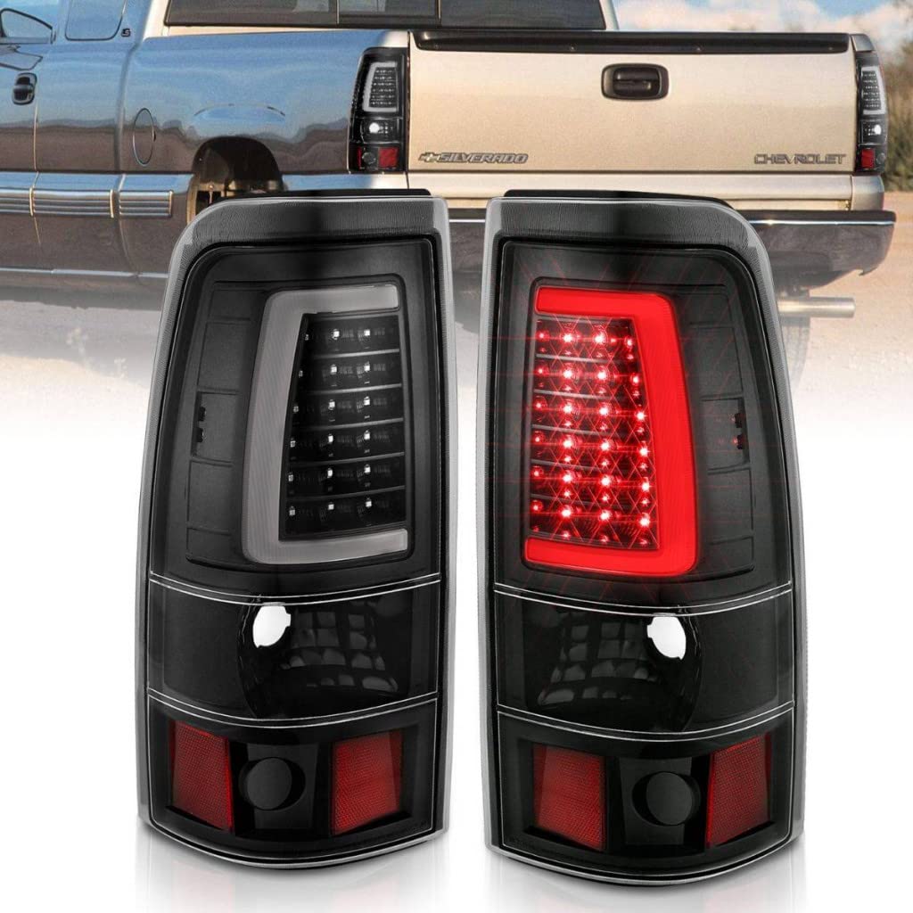 ANZO LED Tail Lights for Chevy Silverado 1500 1999-2002 | Black Plank Style | Part #311330 | Upgrade Your Truck's Rear Lighting for Safety & Style